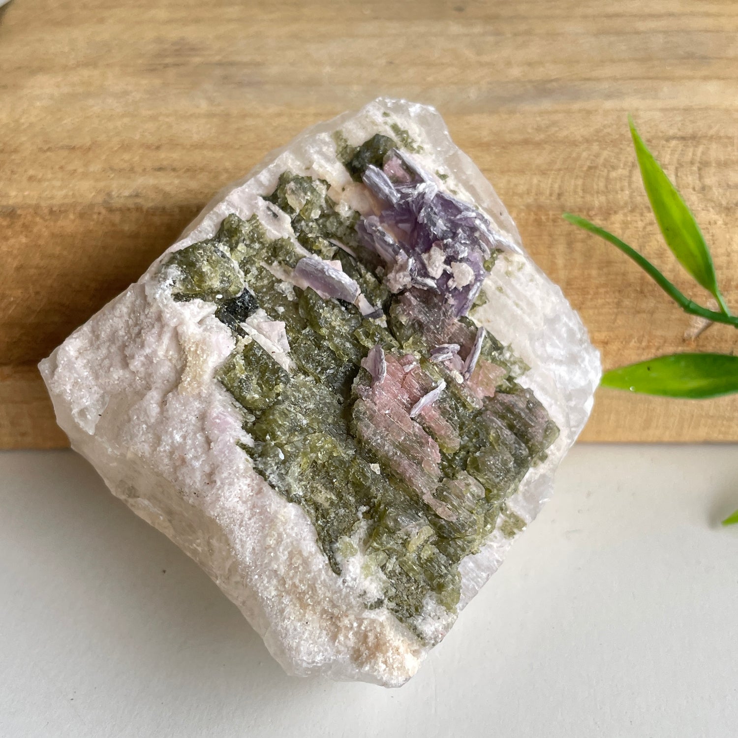Pink & Green Tourmaline With Lepidolite Pce 200g