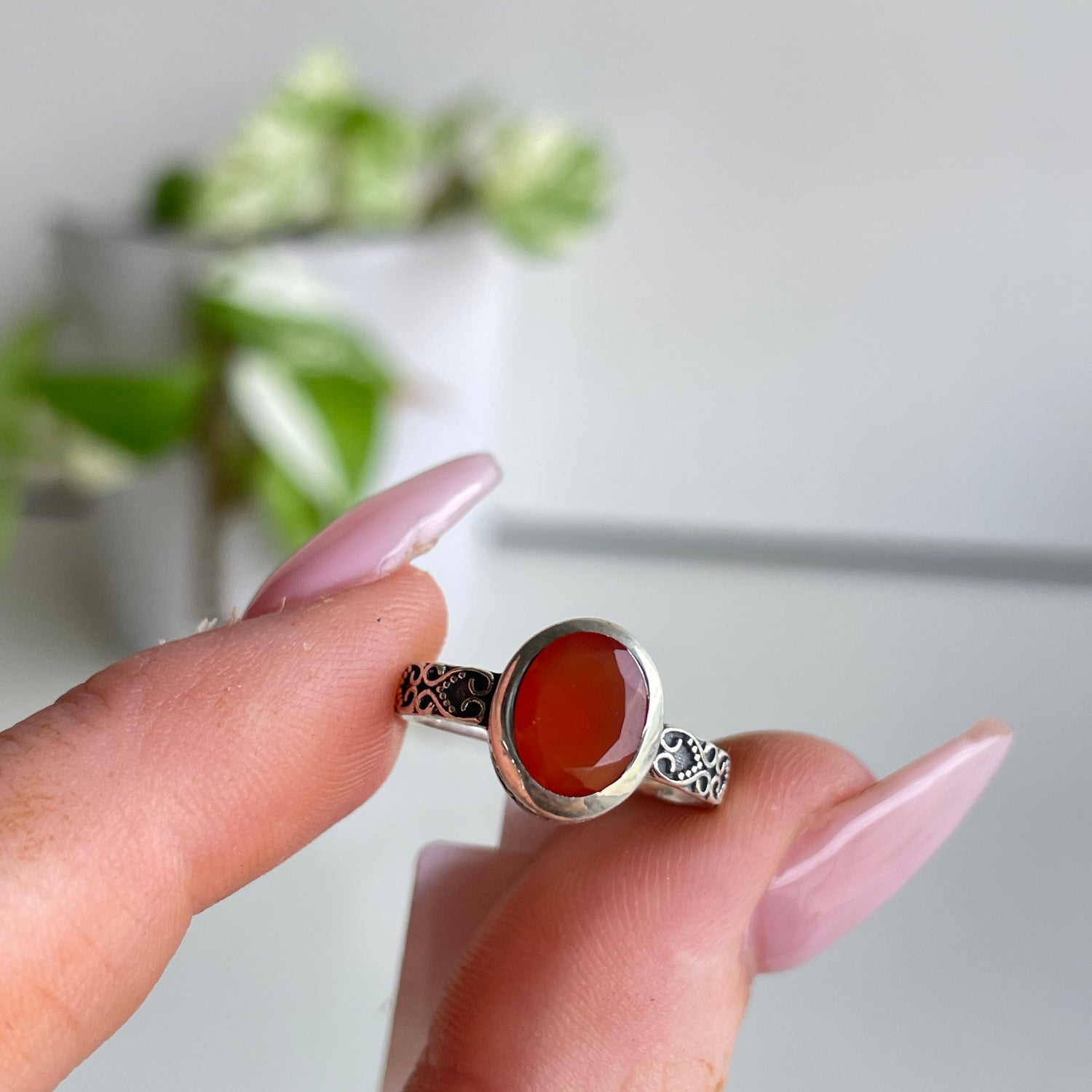 Carnelian Oval Ring Sz6