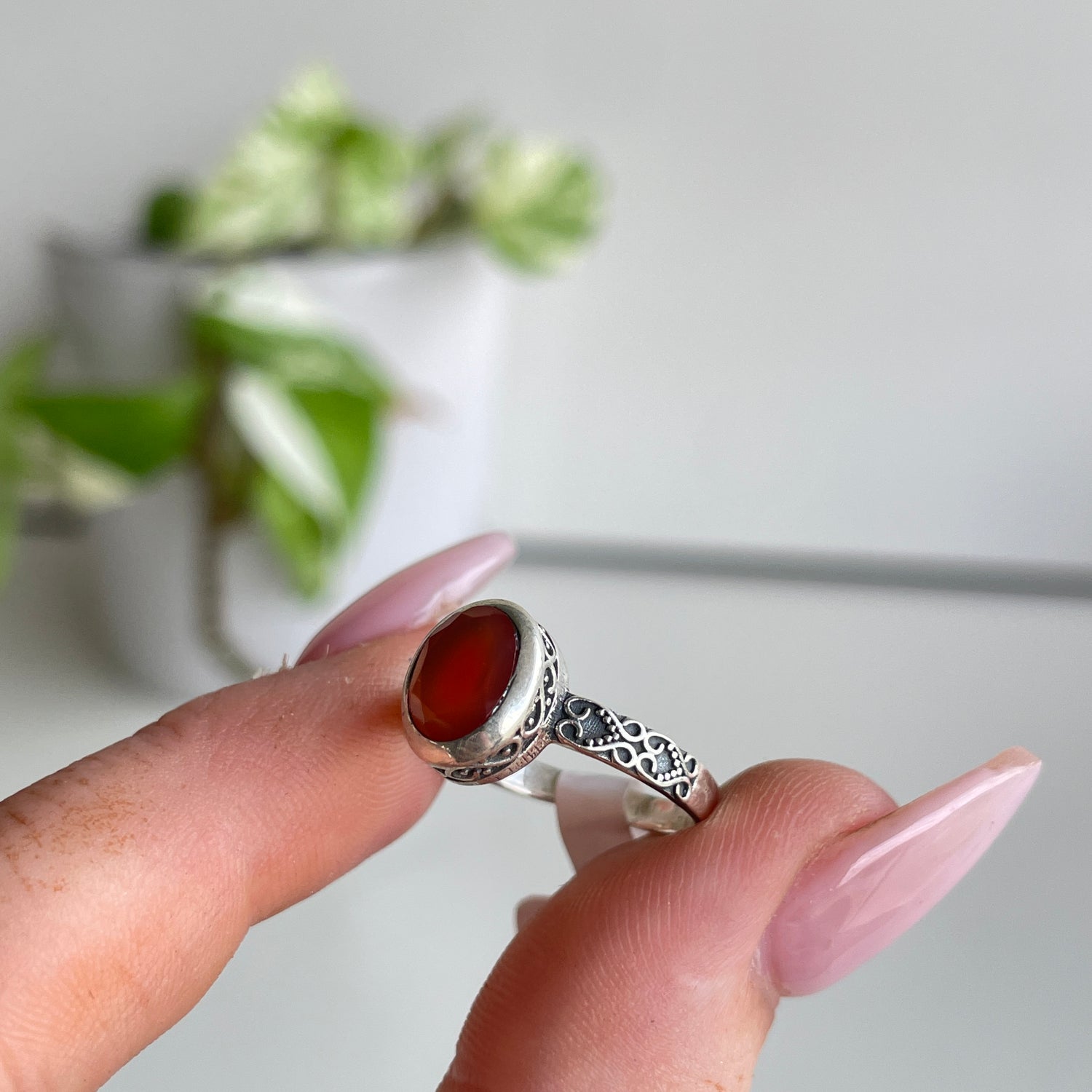 Carnelian Oval Ring Sz6