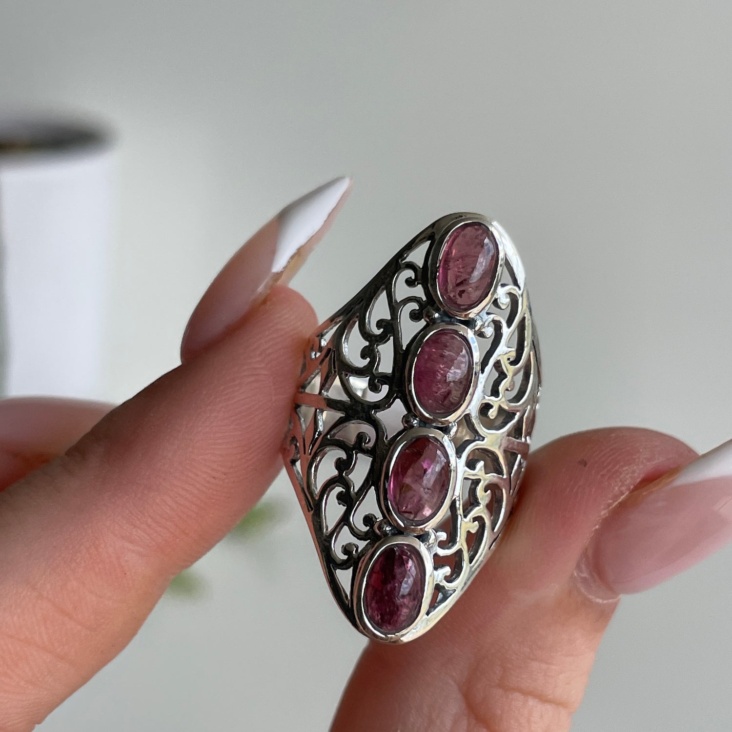Pink Tourmaline Oval Ring Sz7