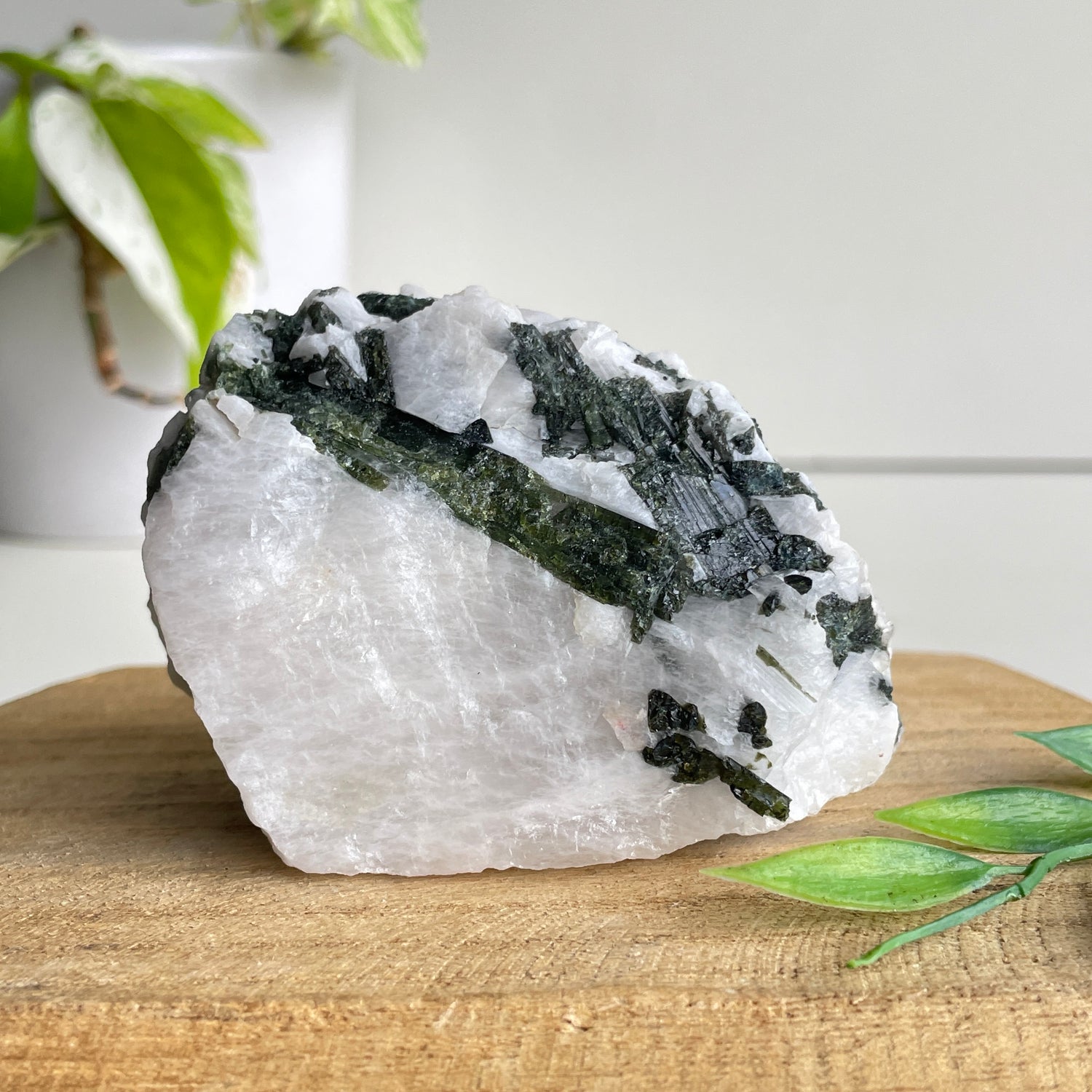 Green Tourmaline On Quartz Pce 344g