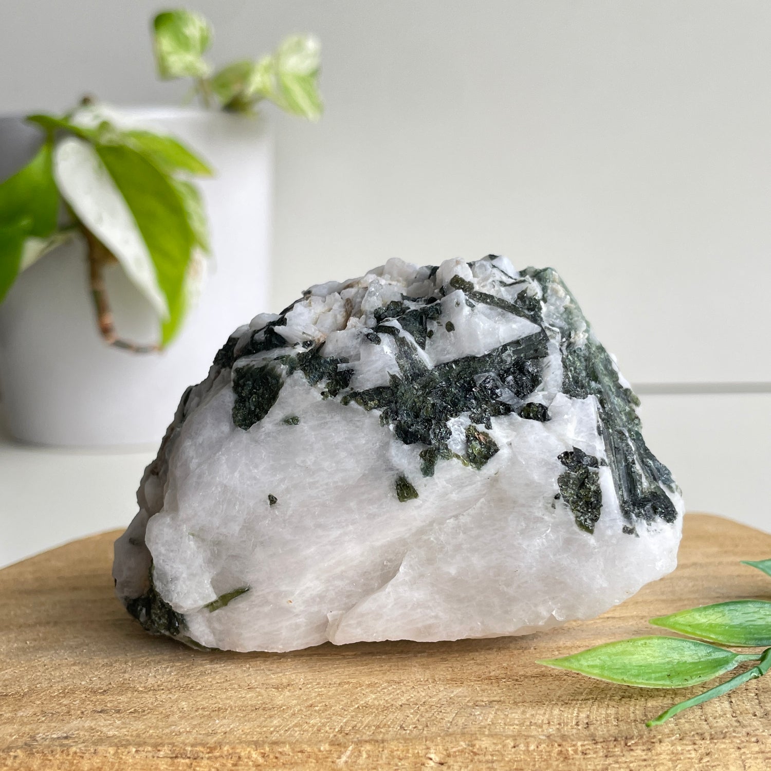 Green Tourmaline On Quartz Pce 344g