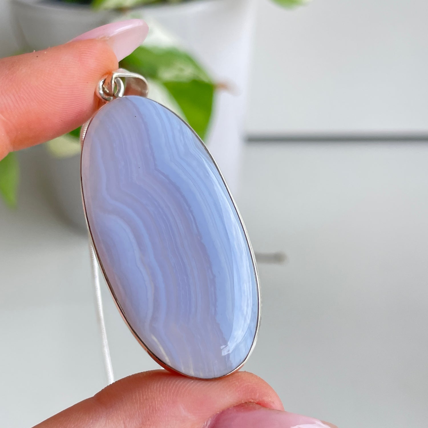 Blue Lace Agate Oval Pendant