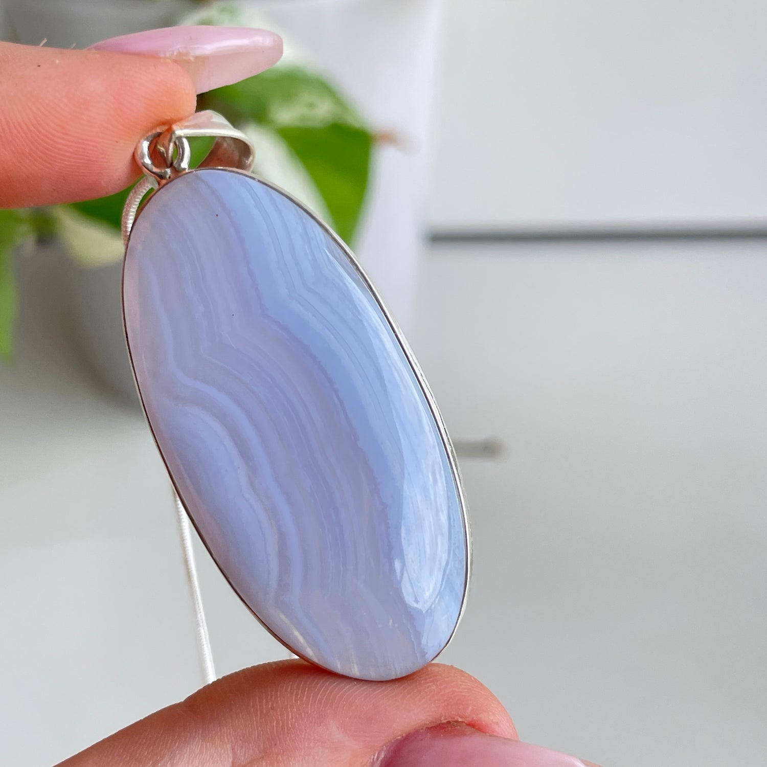 Blue Lace Agate Oval Pendant