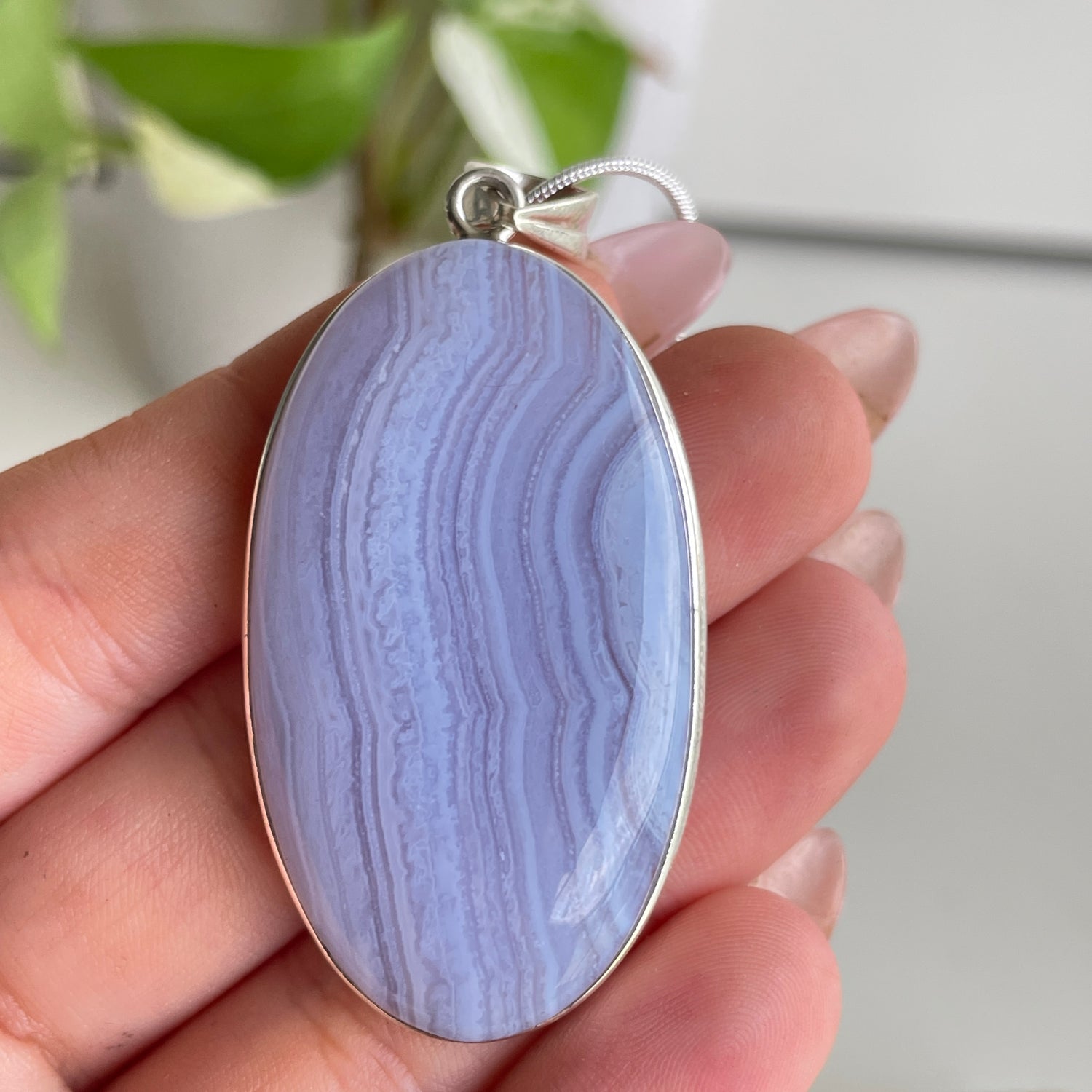 Blue Lace Agate Oval Pendant