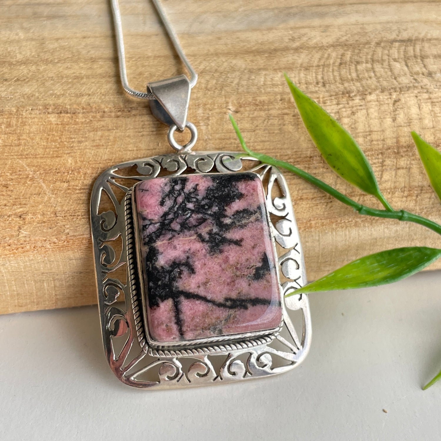 Rhodonite Rectangle Pendant