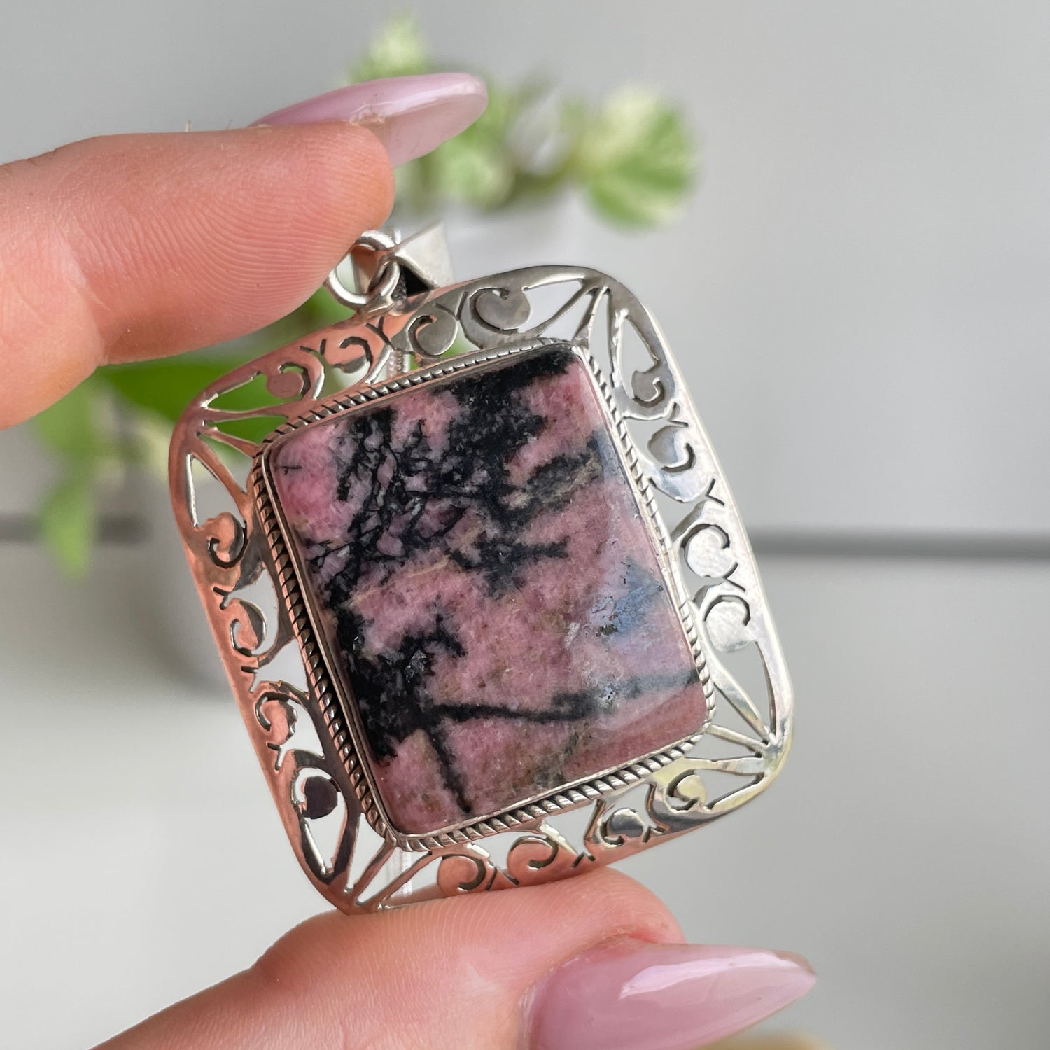 Rhodonite Rectangle Pendant