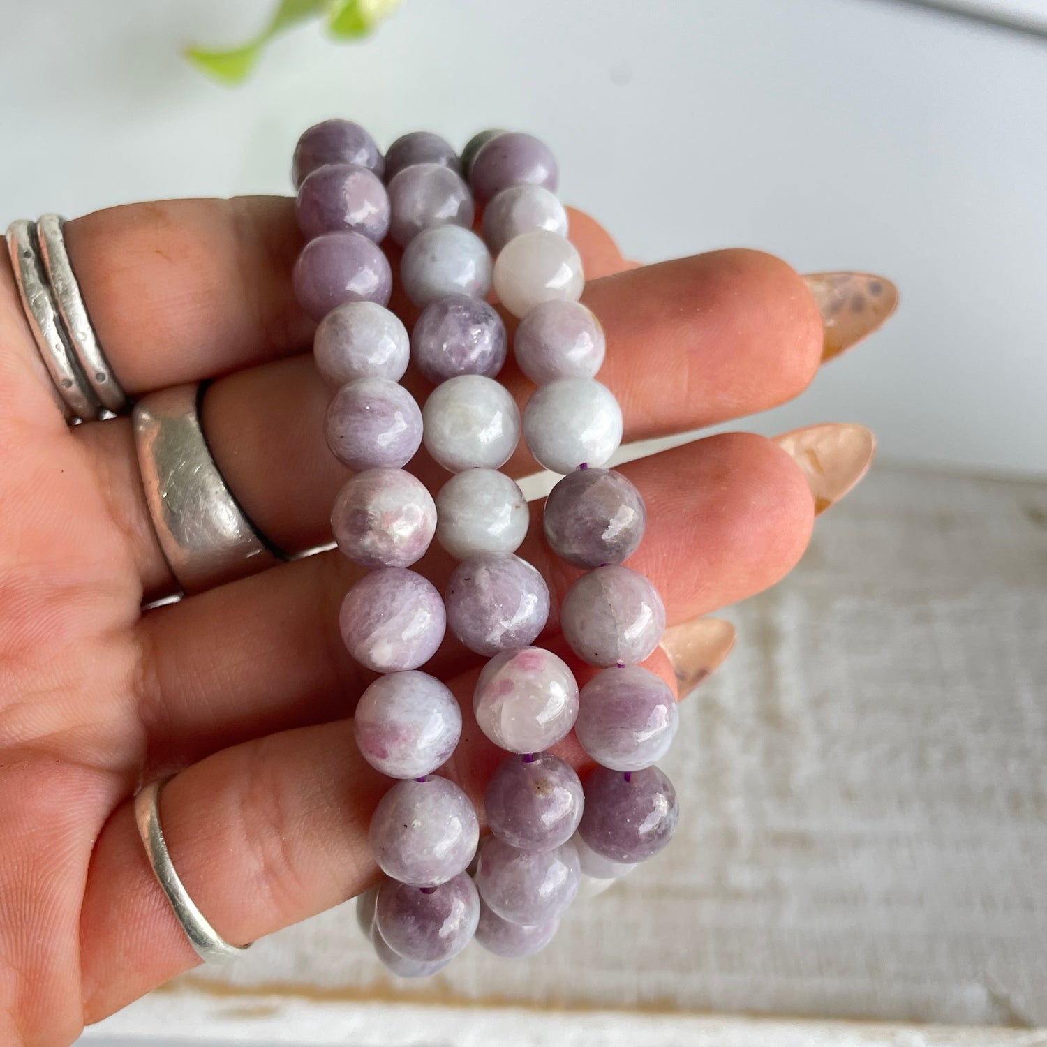 Pink Tourmaline In Quartz Beaded Bracelet