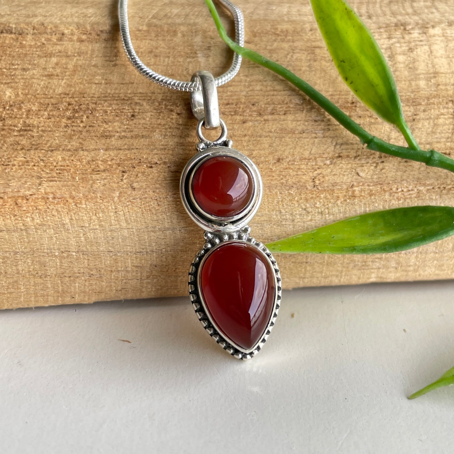 Carnelian Double Stone Pendant