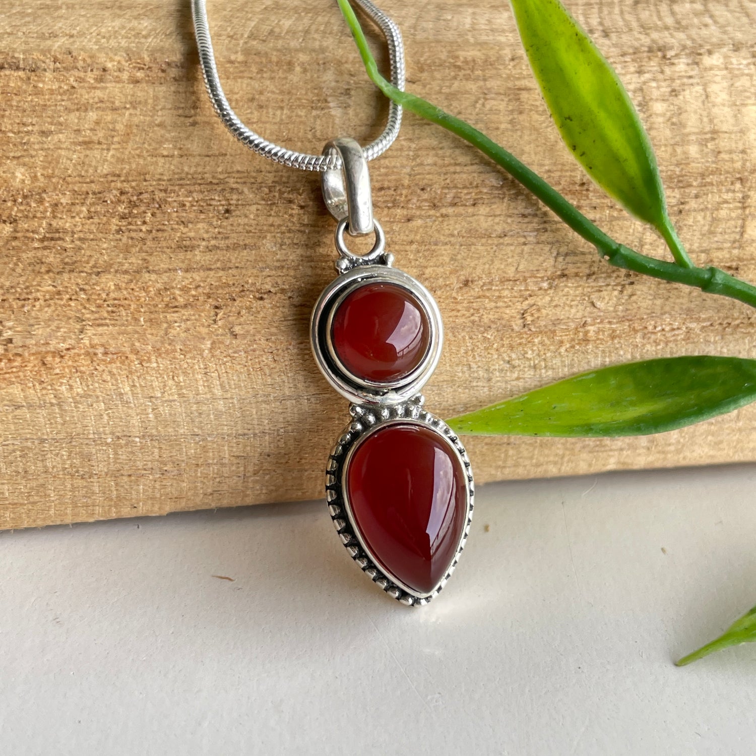 Carnelian Double Stone Pendant