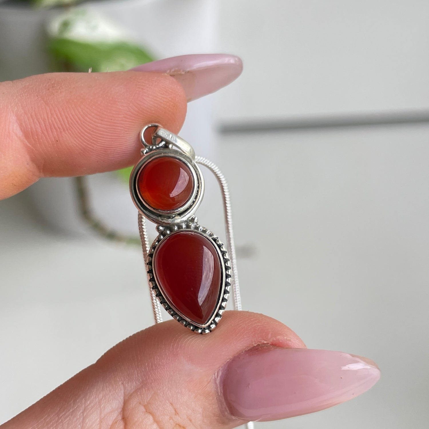 Carnelian Double Stone Pendant