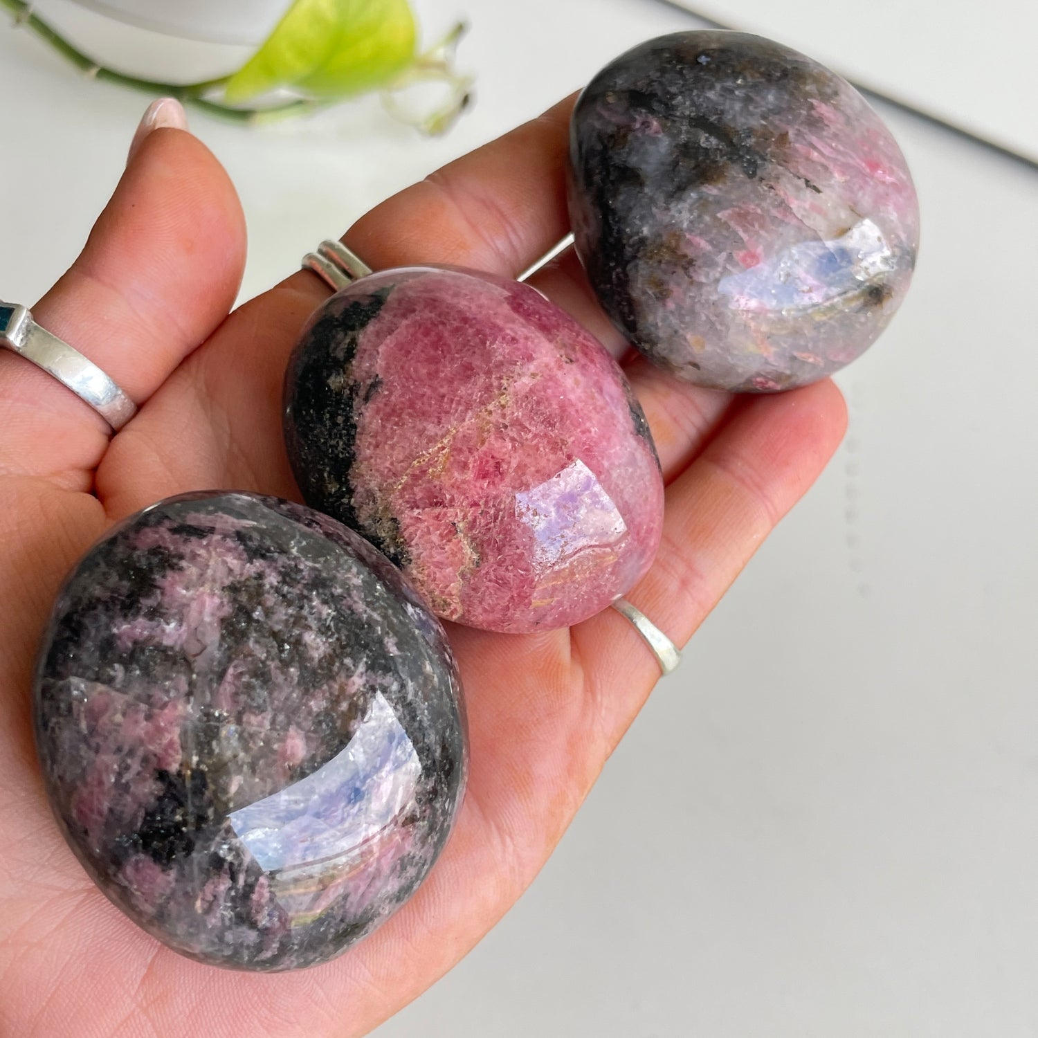 Rhodonite In Quartz Palmstone