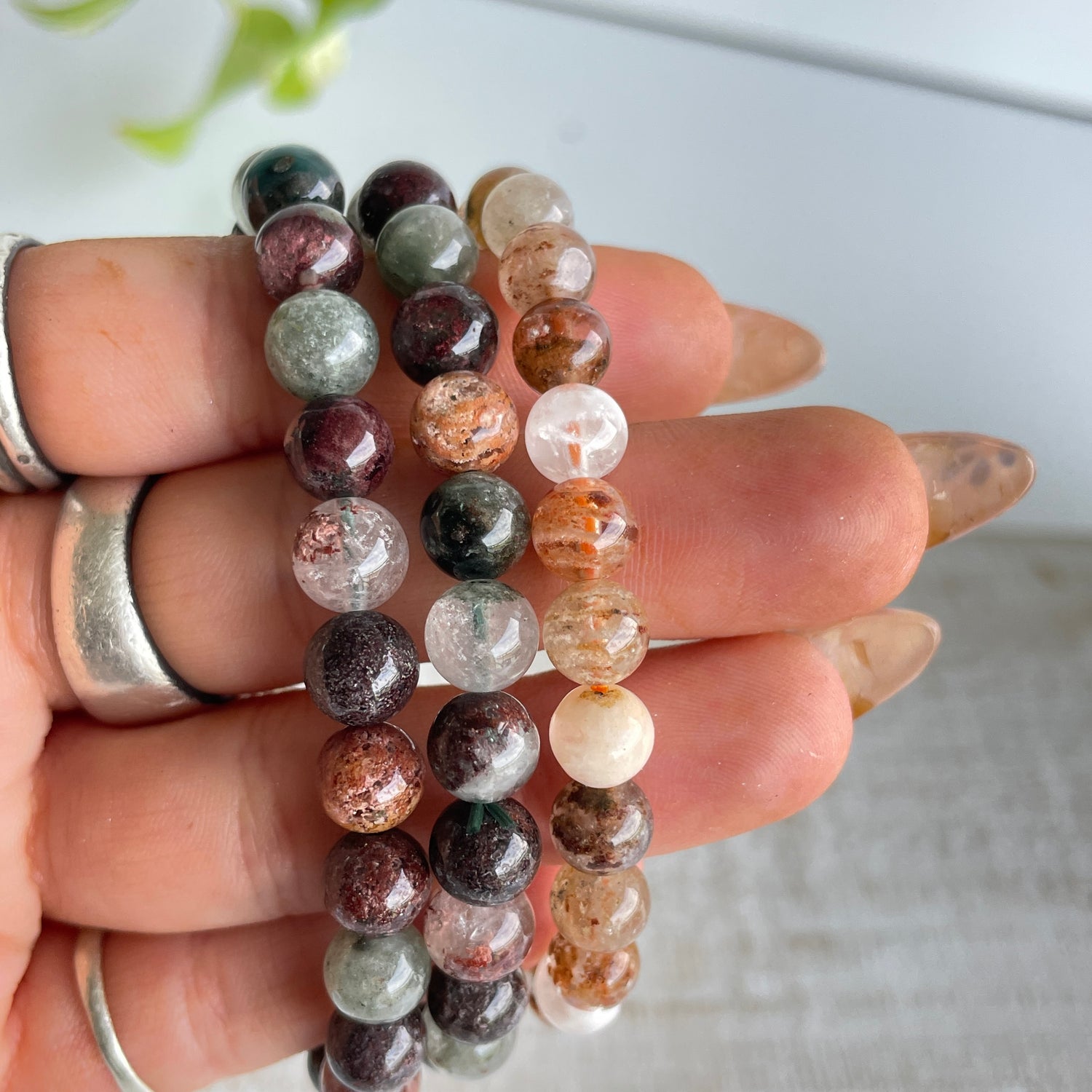 Lodolite Garden Quartz Beaded Bracelet 8mm