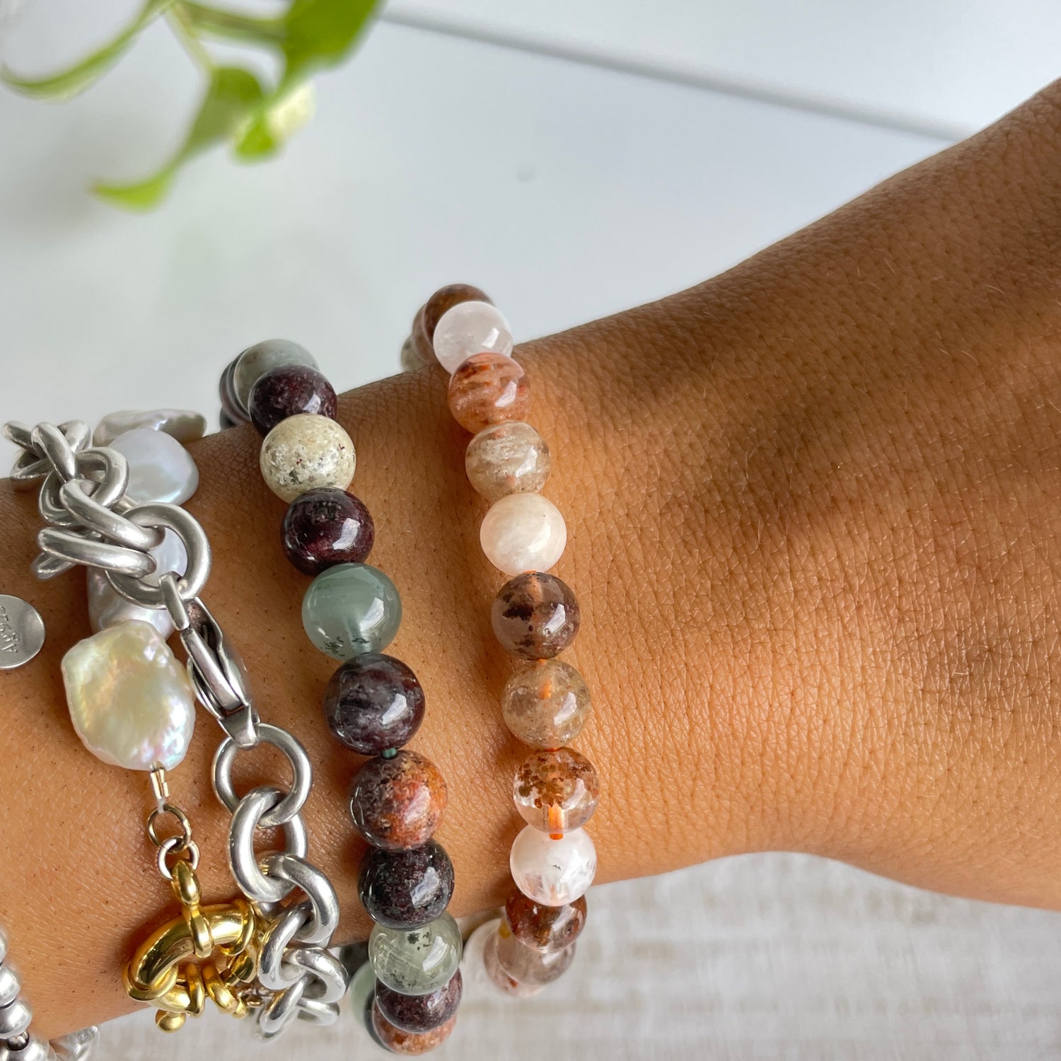 Lodolite Garden Quartz Beaded Bracelet 8mm