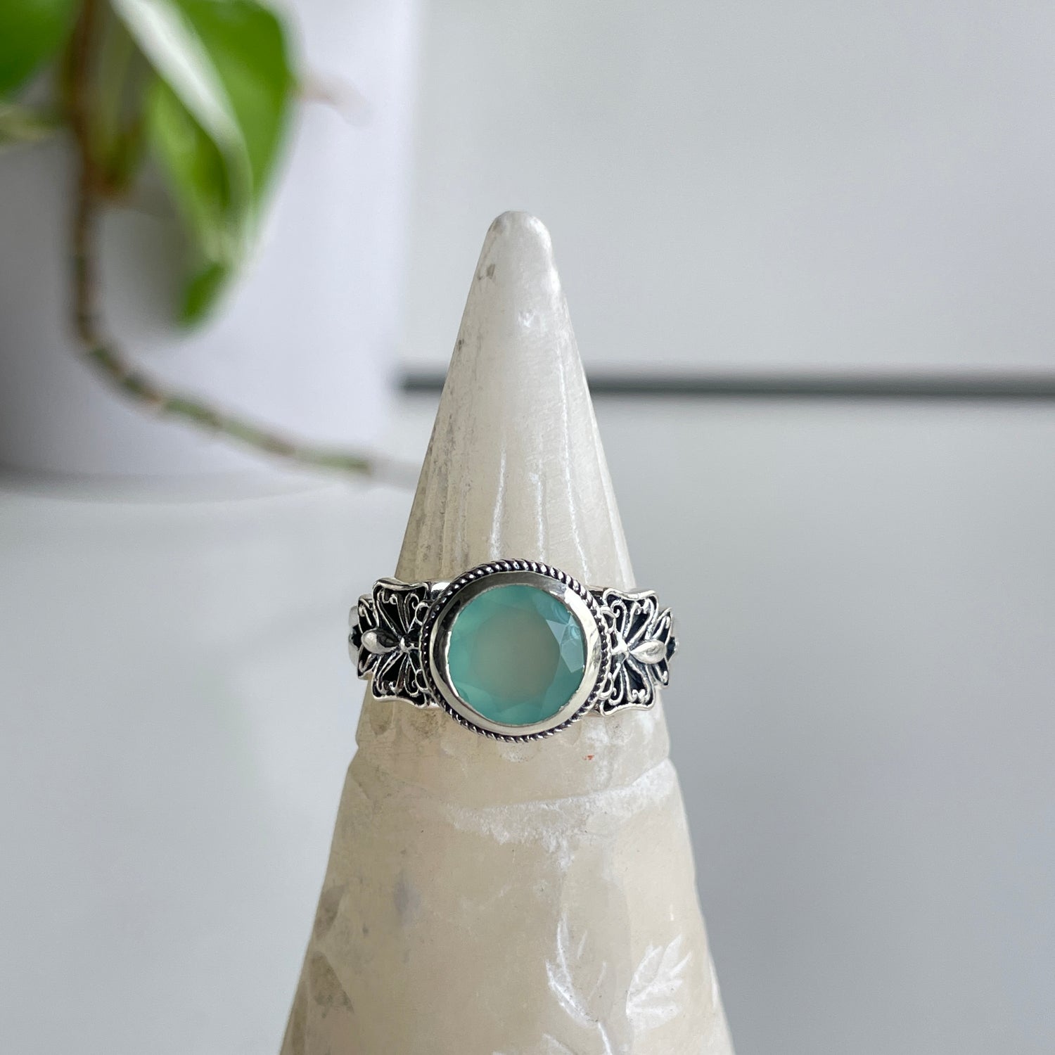 Blue Chalcedony Butterfly Ring