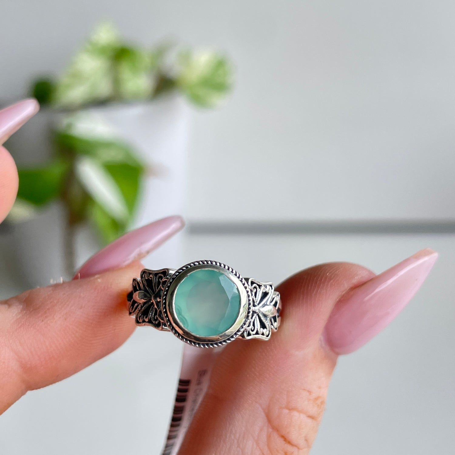 Blue Chalcedony Butterfly Ring