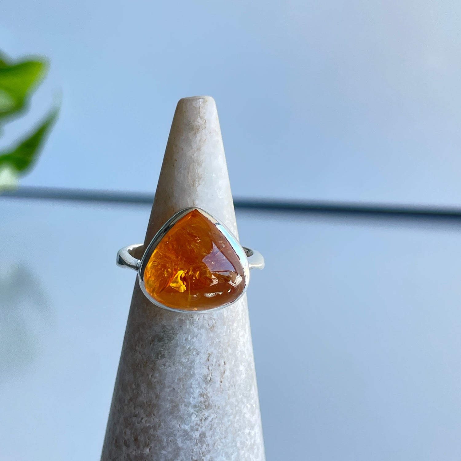 Citrine Triangle Ring Sz7