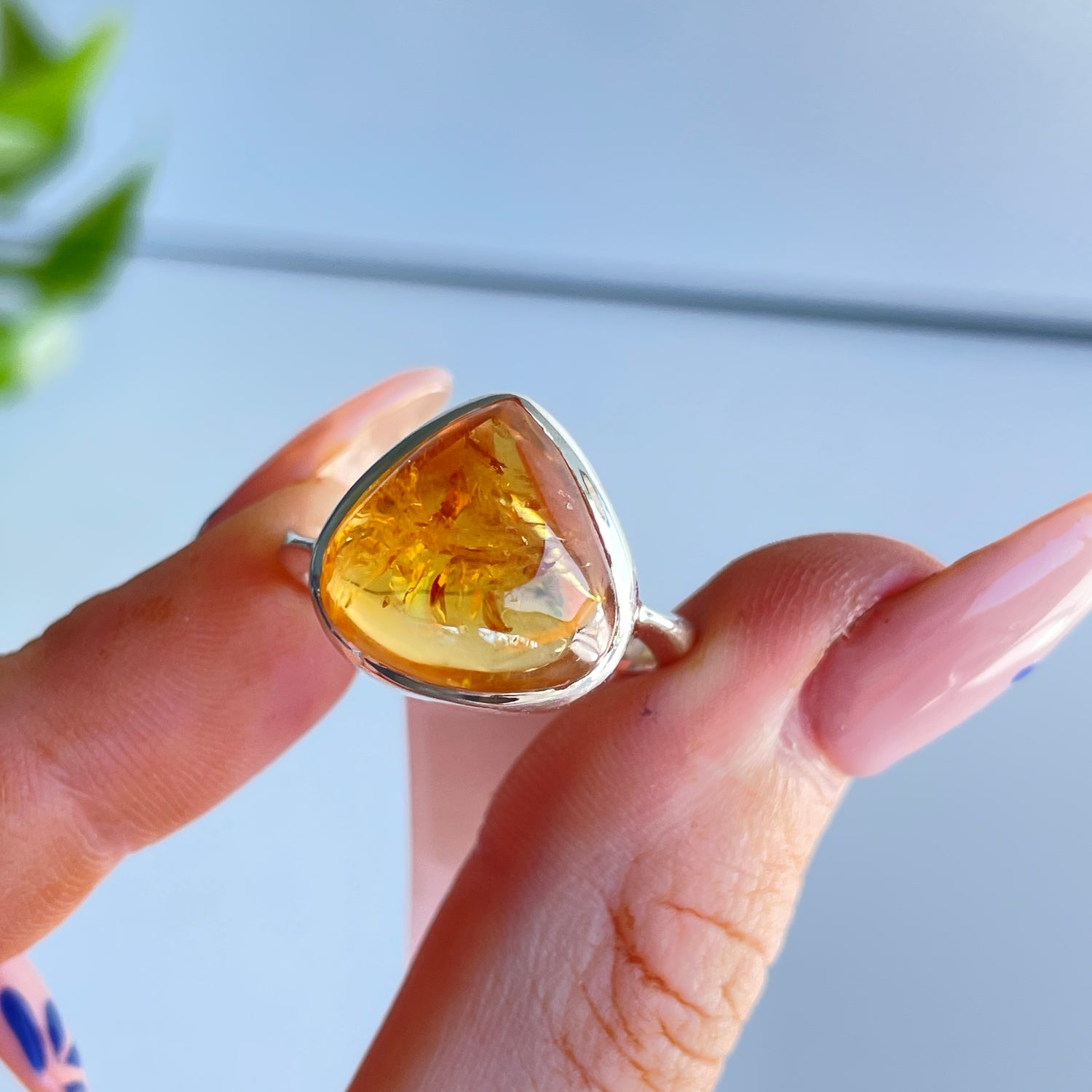 Citrine Triangle Ring Sz7