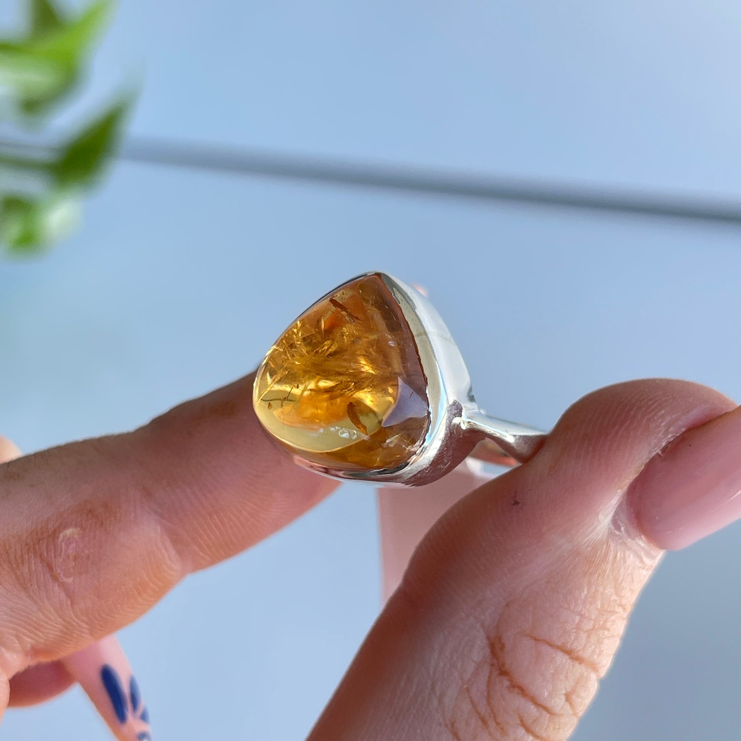 Citrine Triangle Ring Sz7