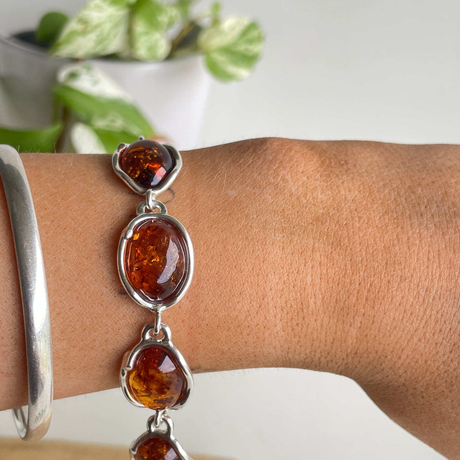 Amber Silver Bracelet