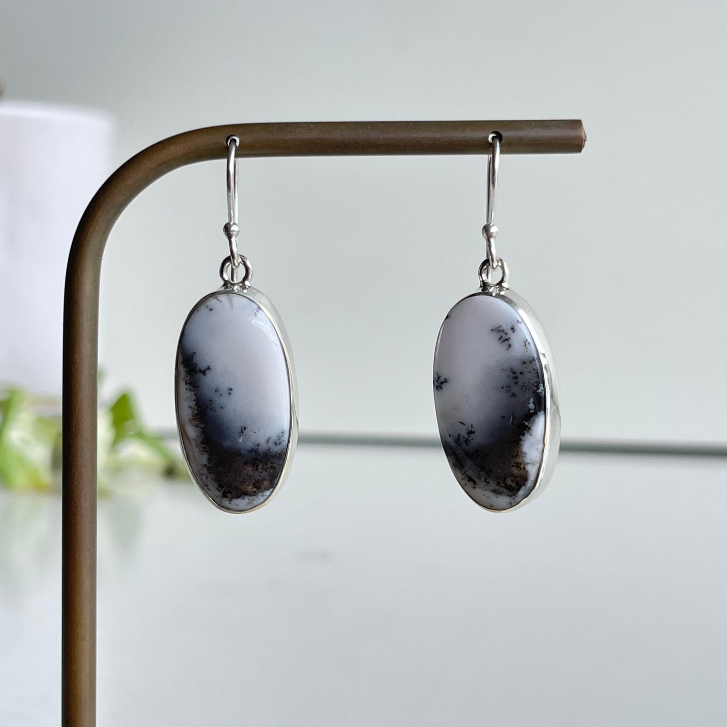 Dendritic Opal Oval Earrings