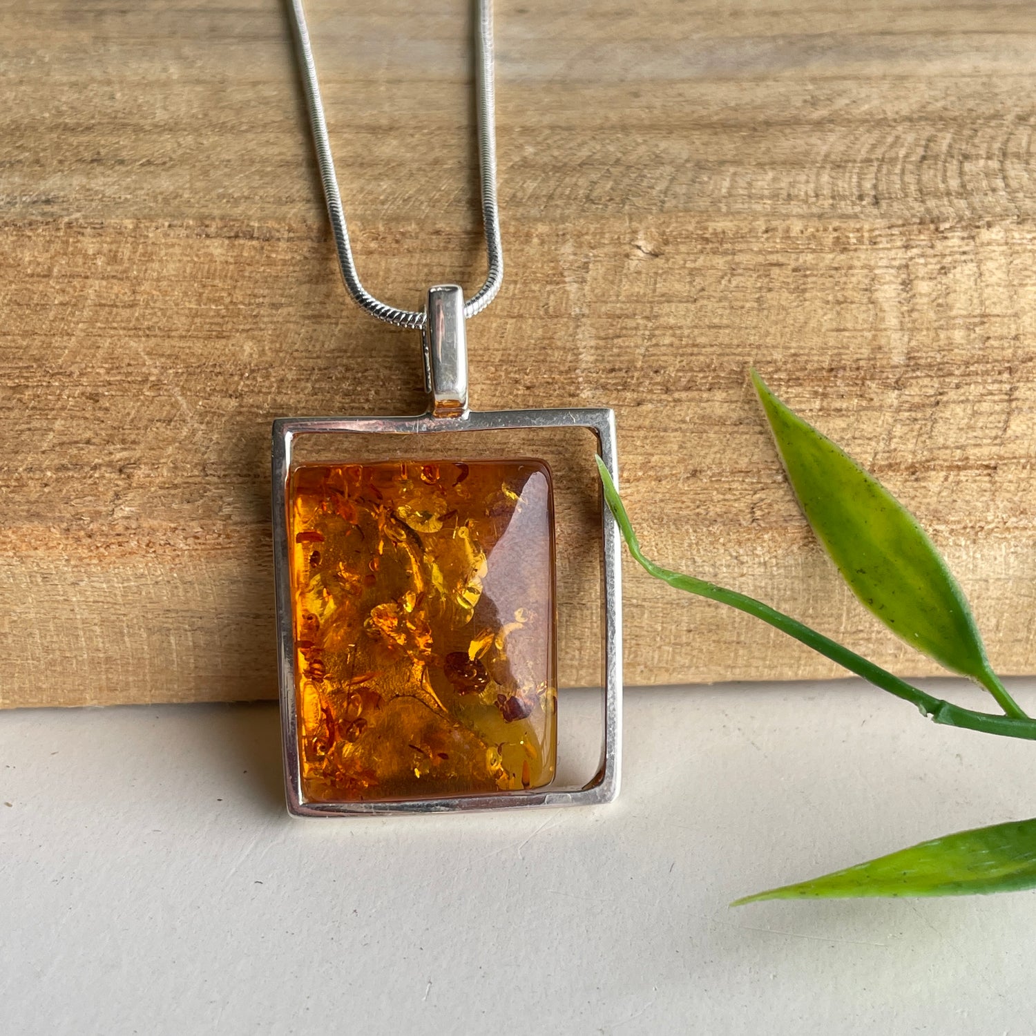 Amber Rectangle Pendant