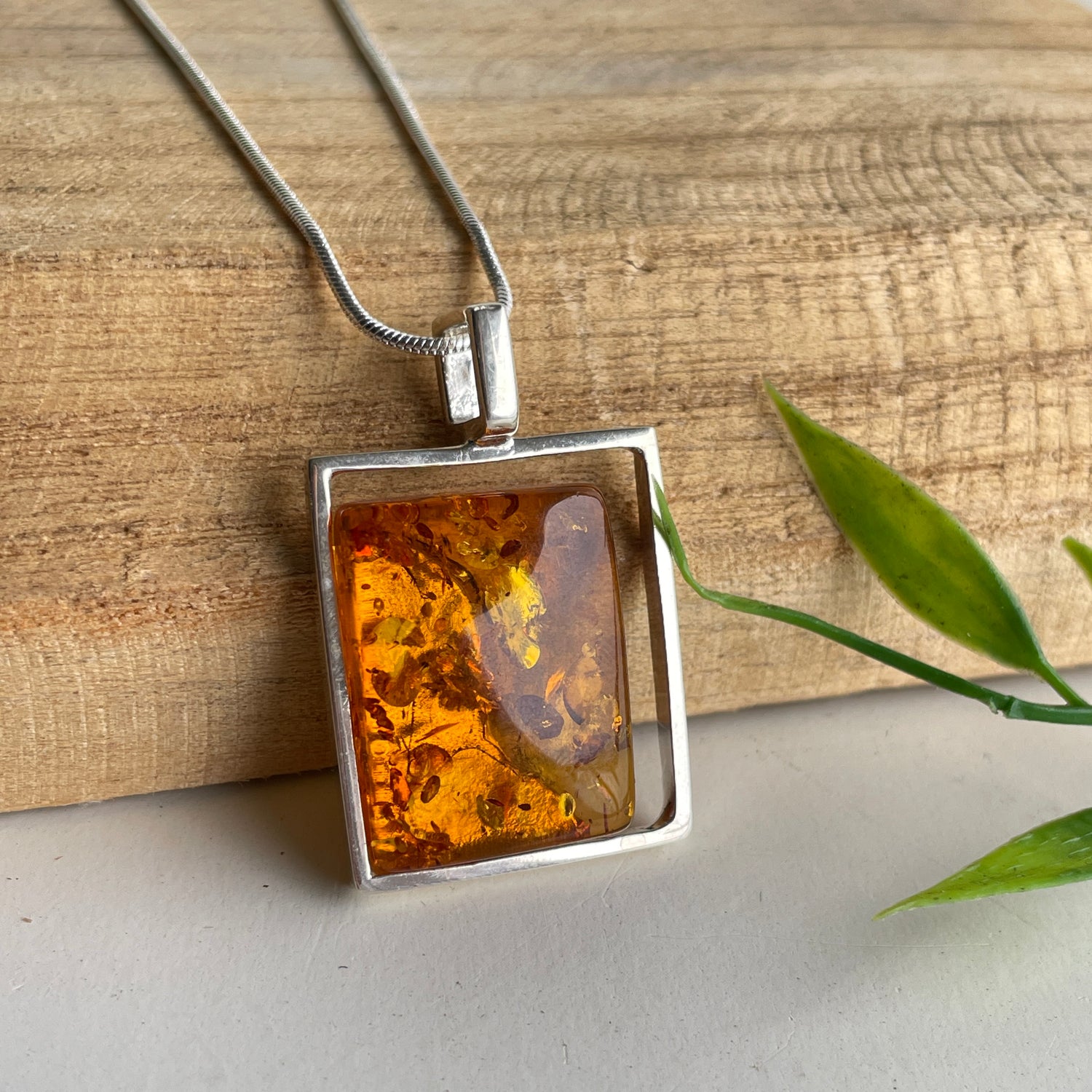 Amber Rectangle Pendant