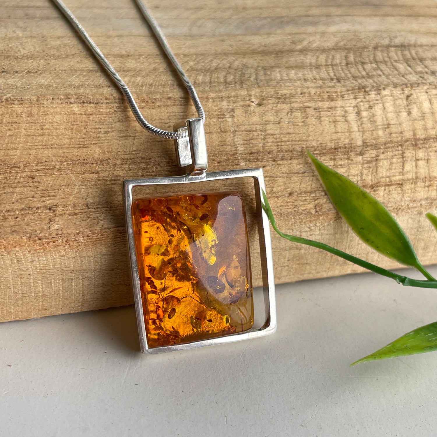 Amber Rectangle Pendant