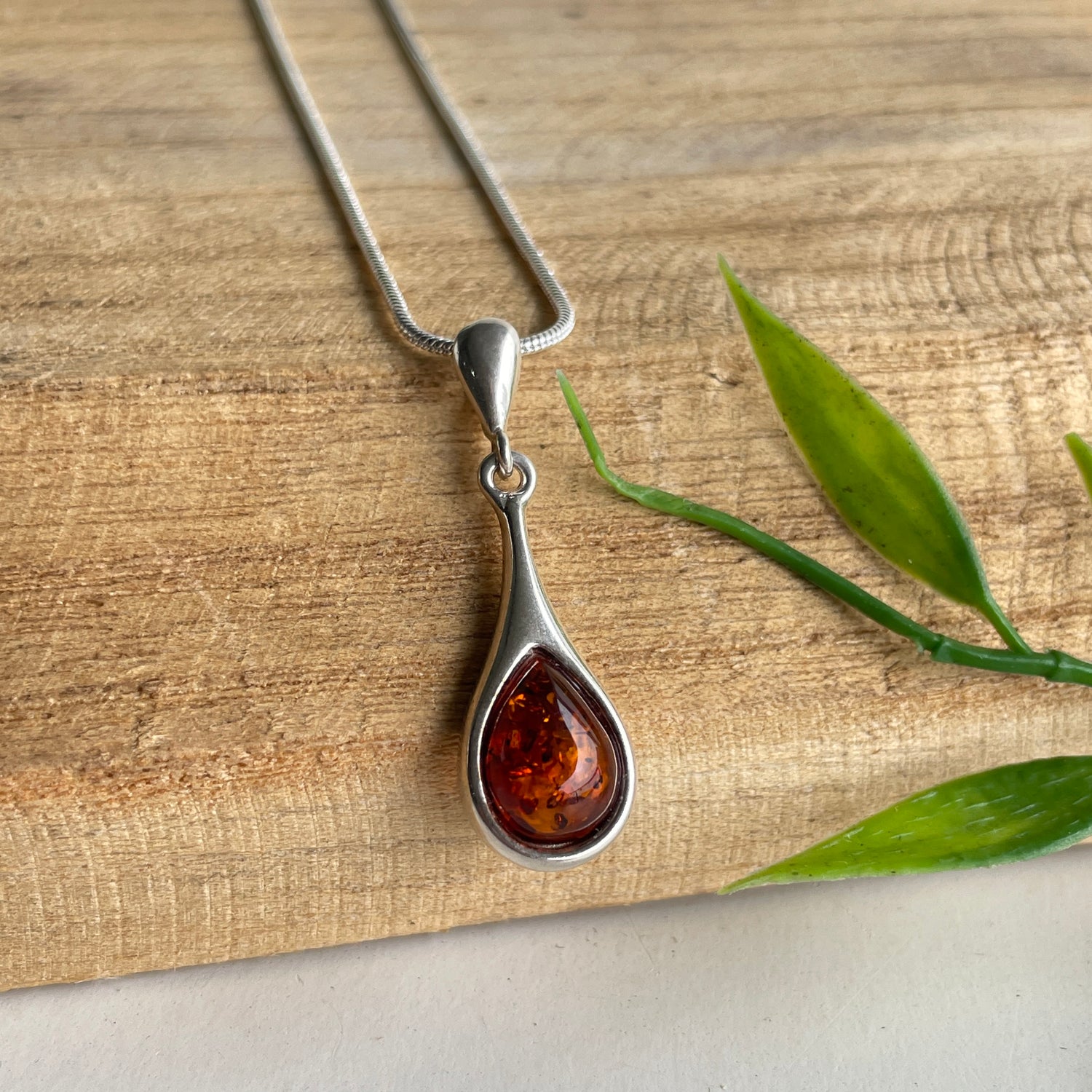 Amber Teardrop Pendant