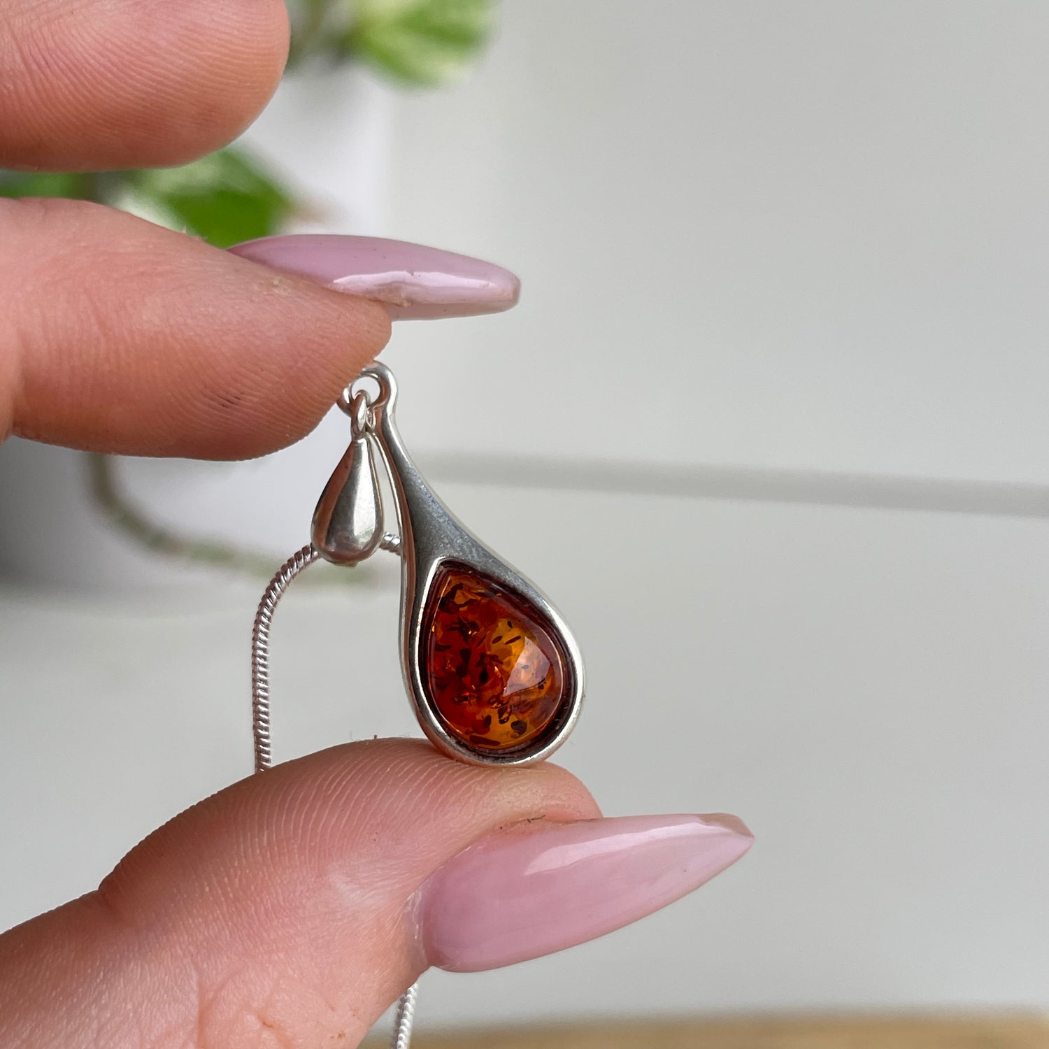 Amber Teardrop Pendant