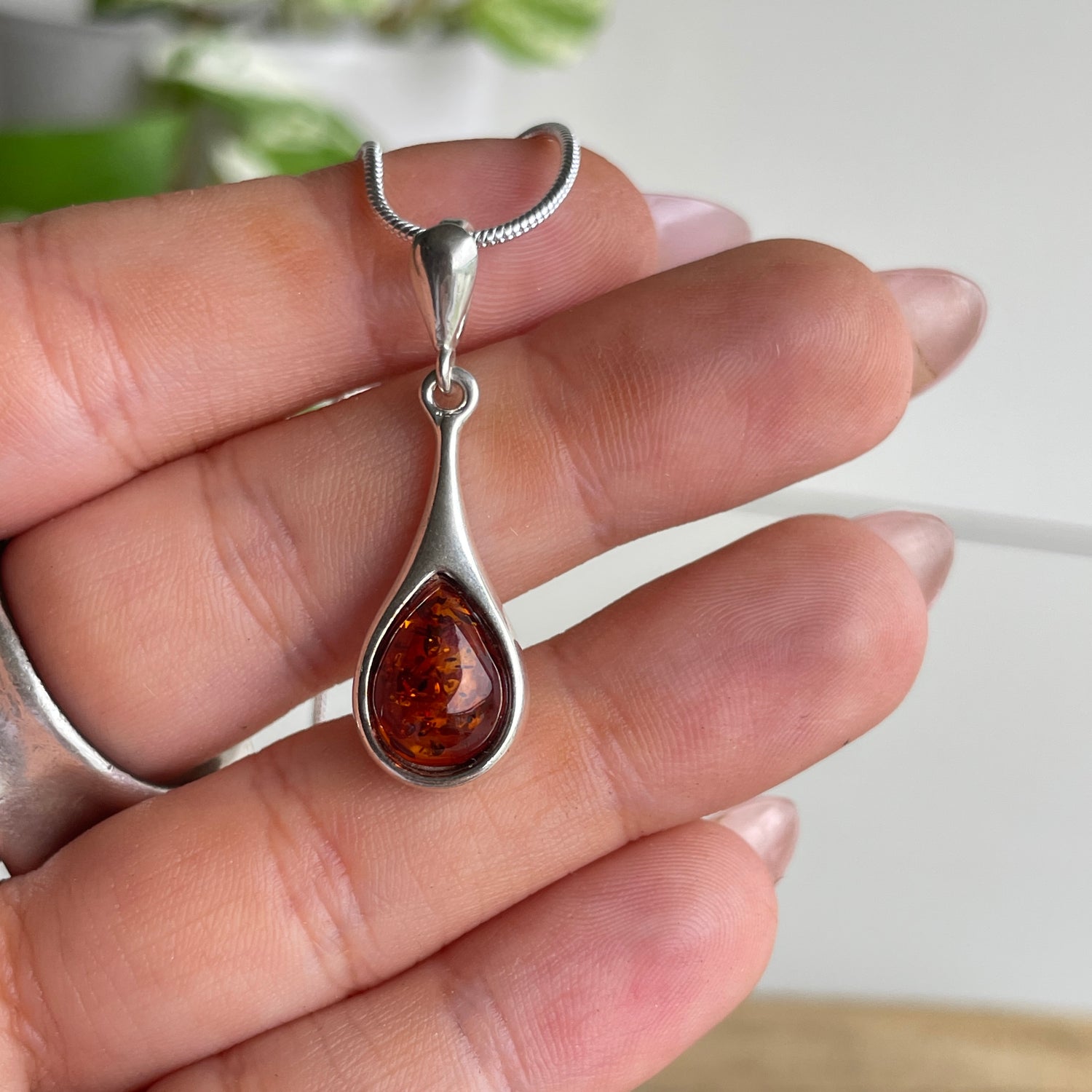 Amber Teardrop Pendant
