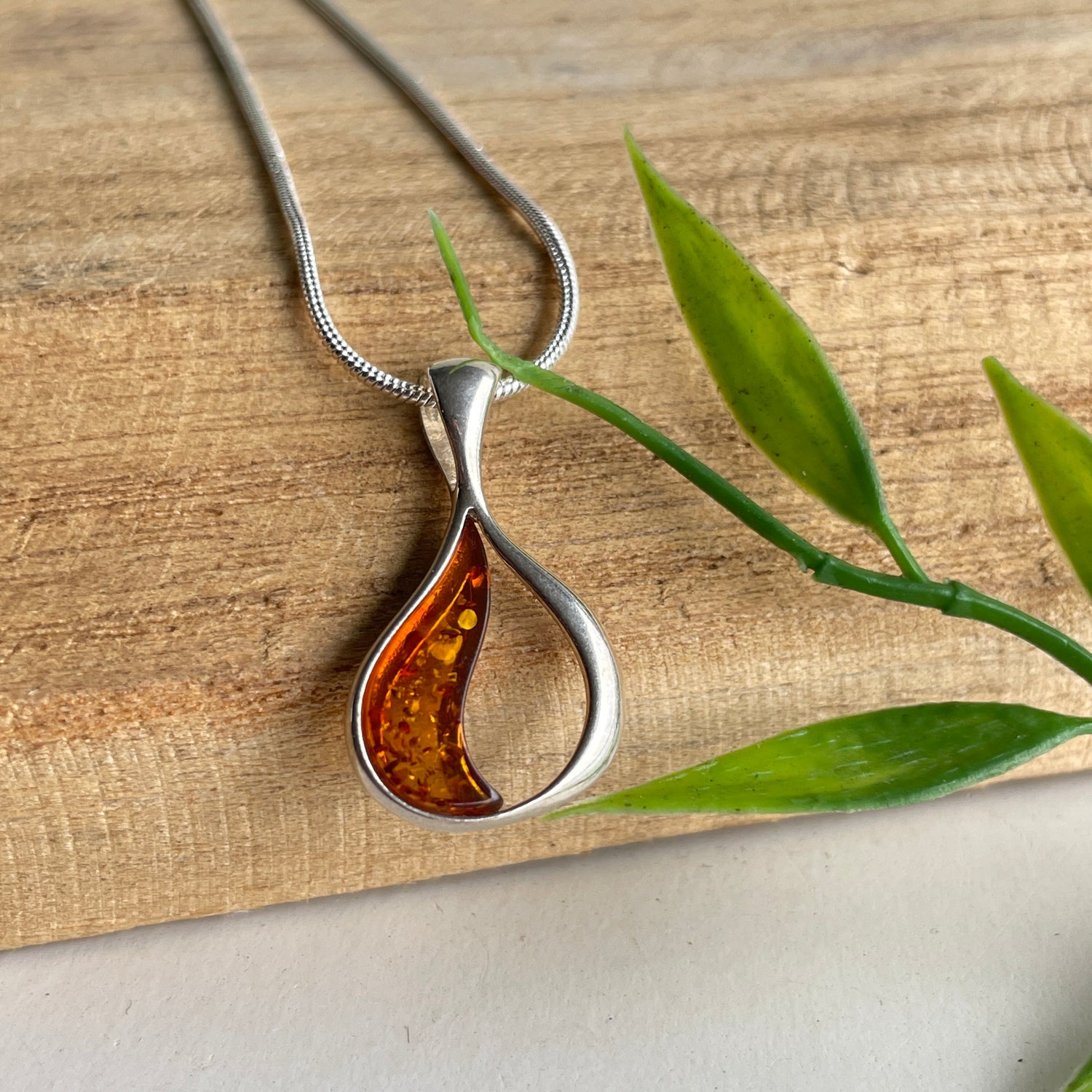 Amber Teardrop Pendant
