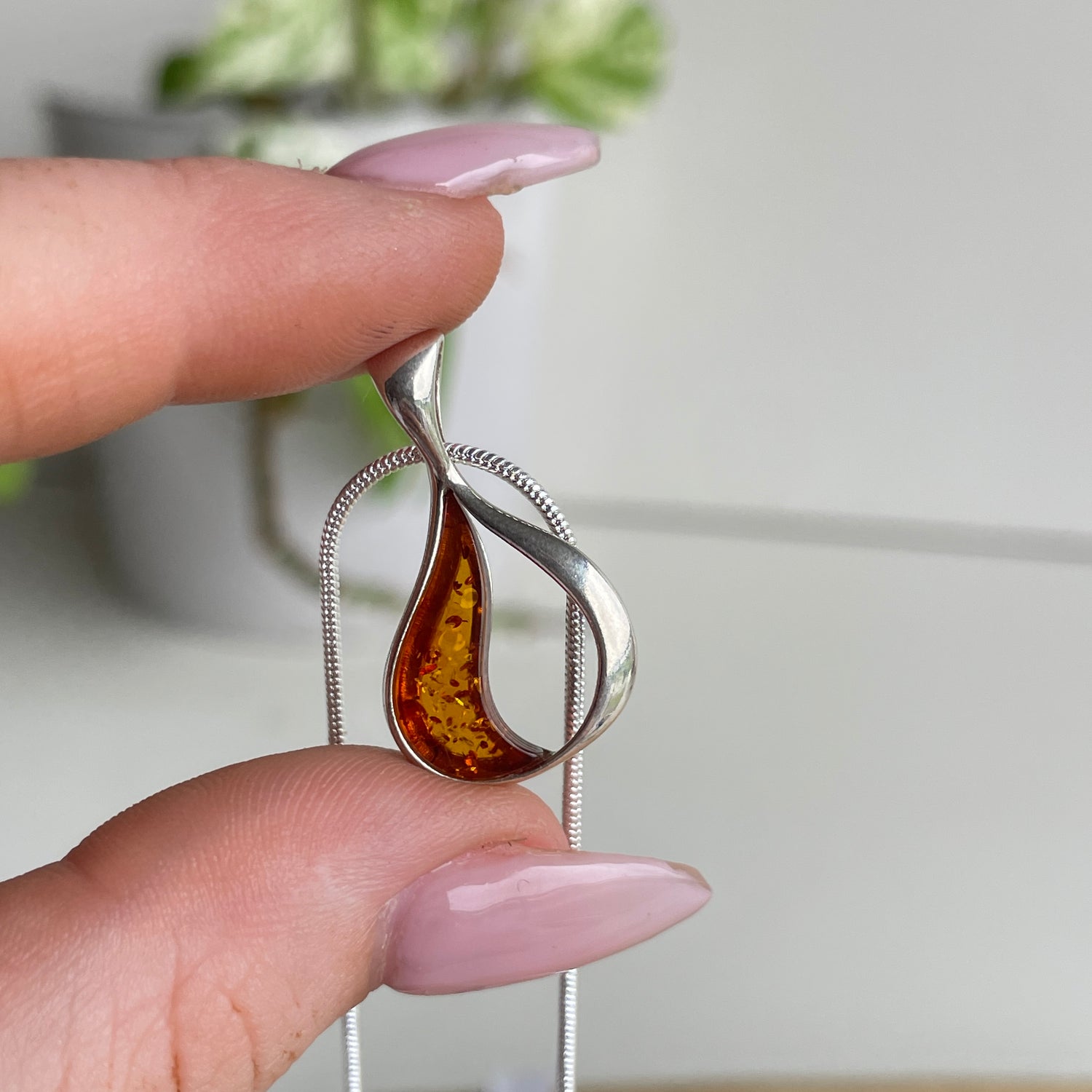 Amber Teardrop Pendant