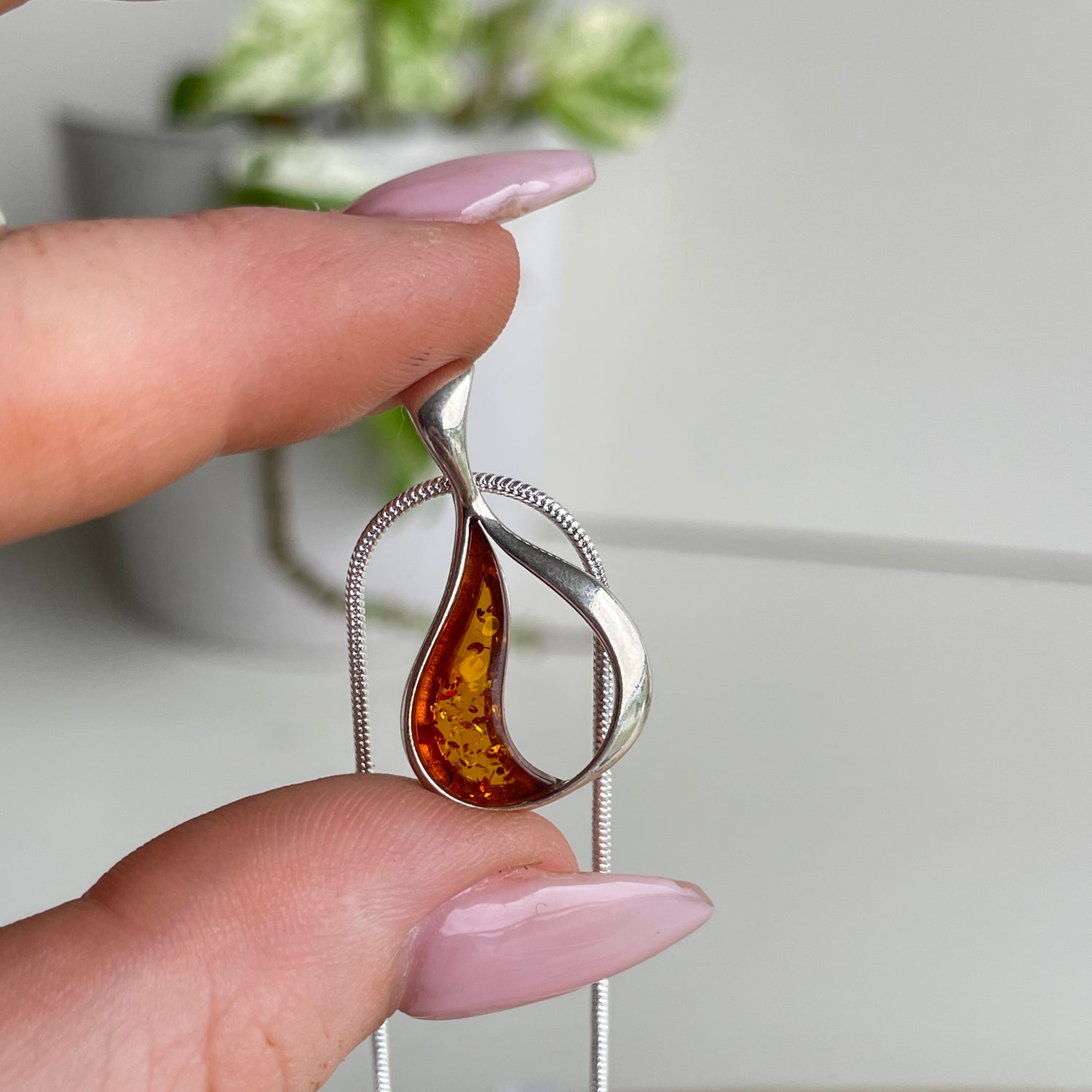 Amber Teardrop Pendant
