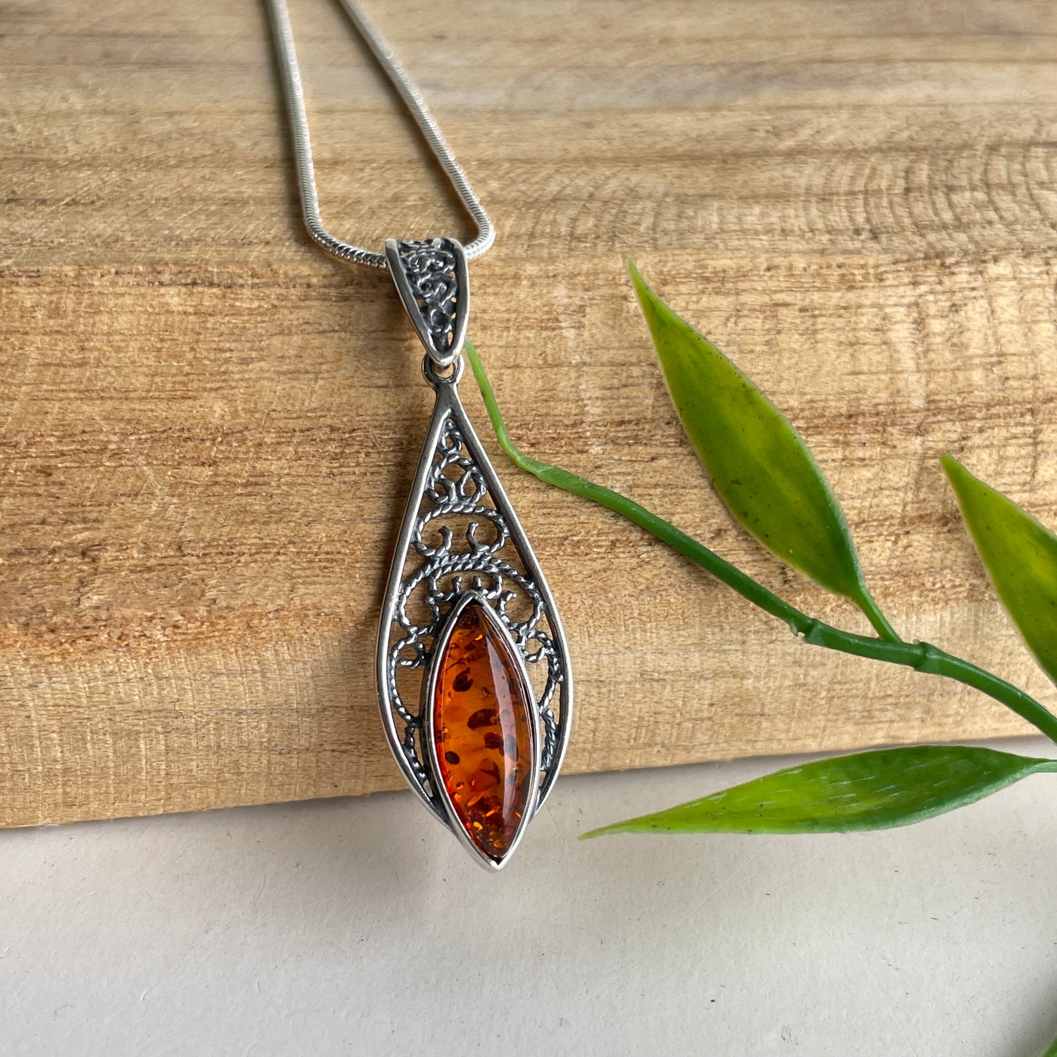 Amber Marquise Pendant