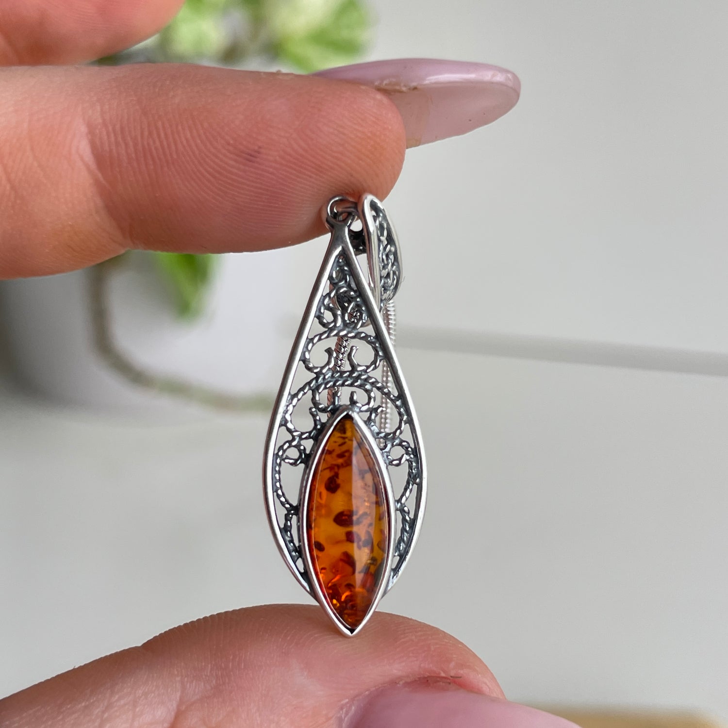 Amber Marquise Pendant