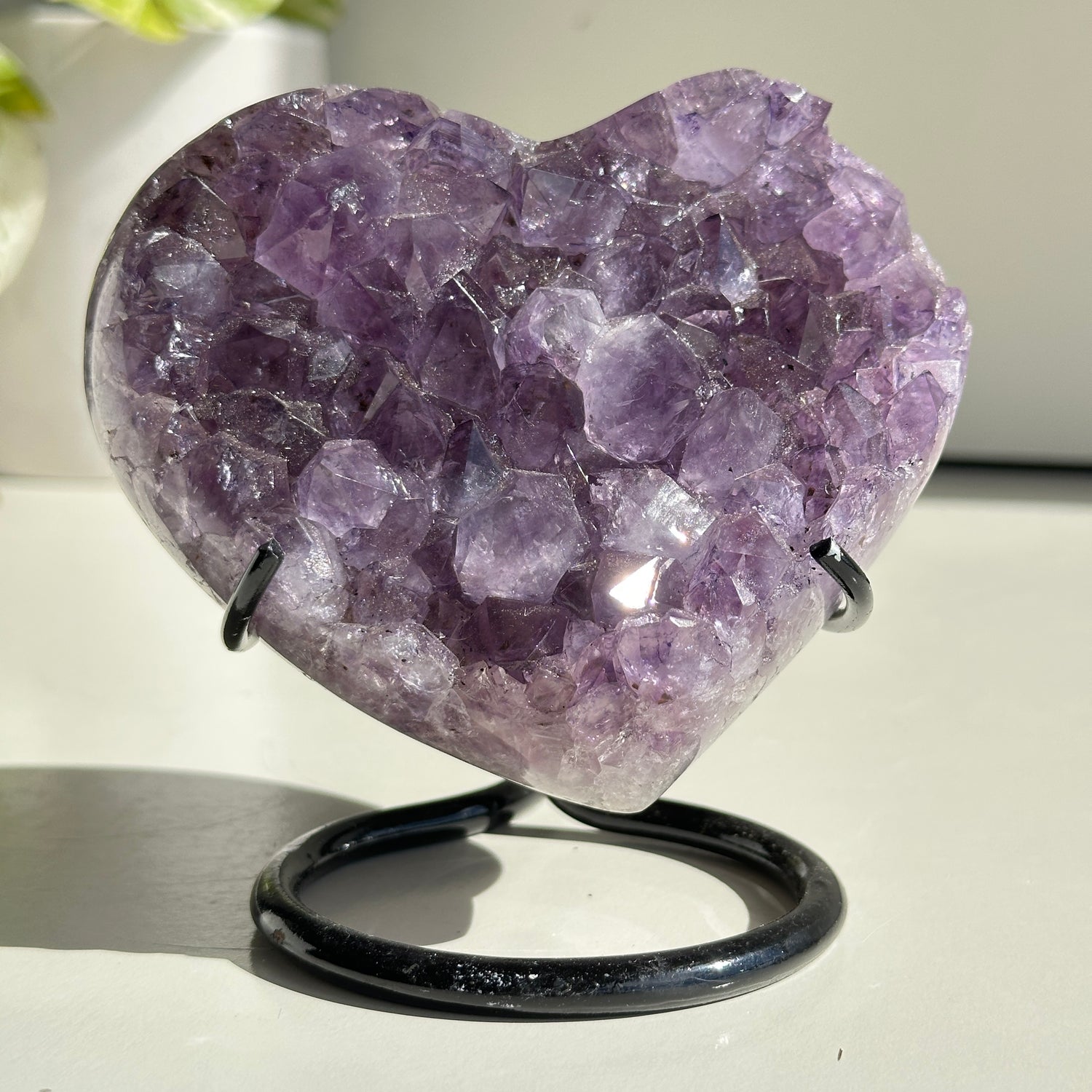 Amethyst Cluster Heart In Stand 11.9cm