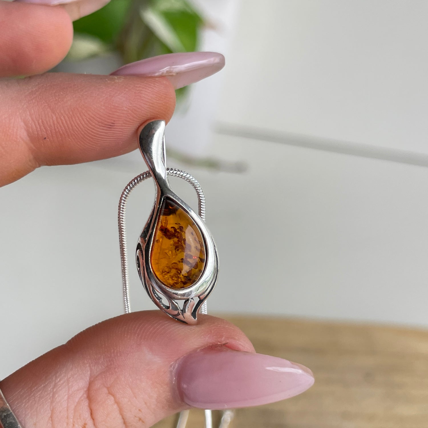Amber Teardrop Pendant