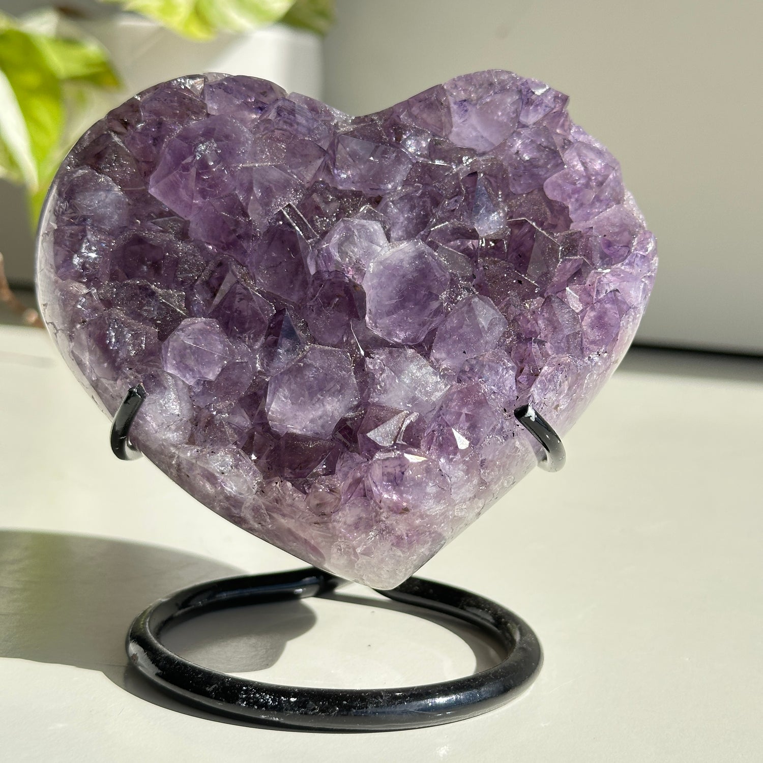 Amethyst Cluster Heart In Stand 11.9cm