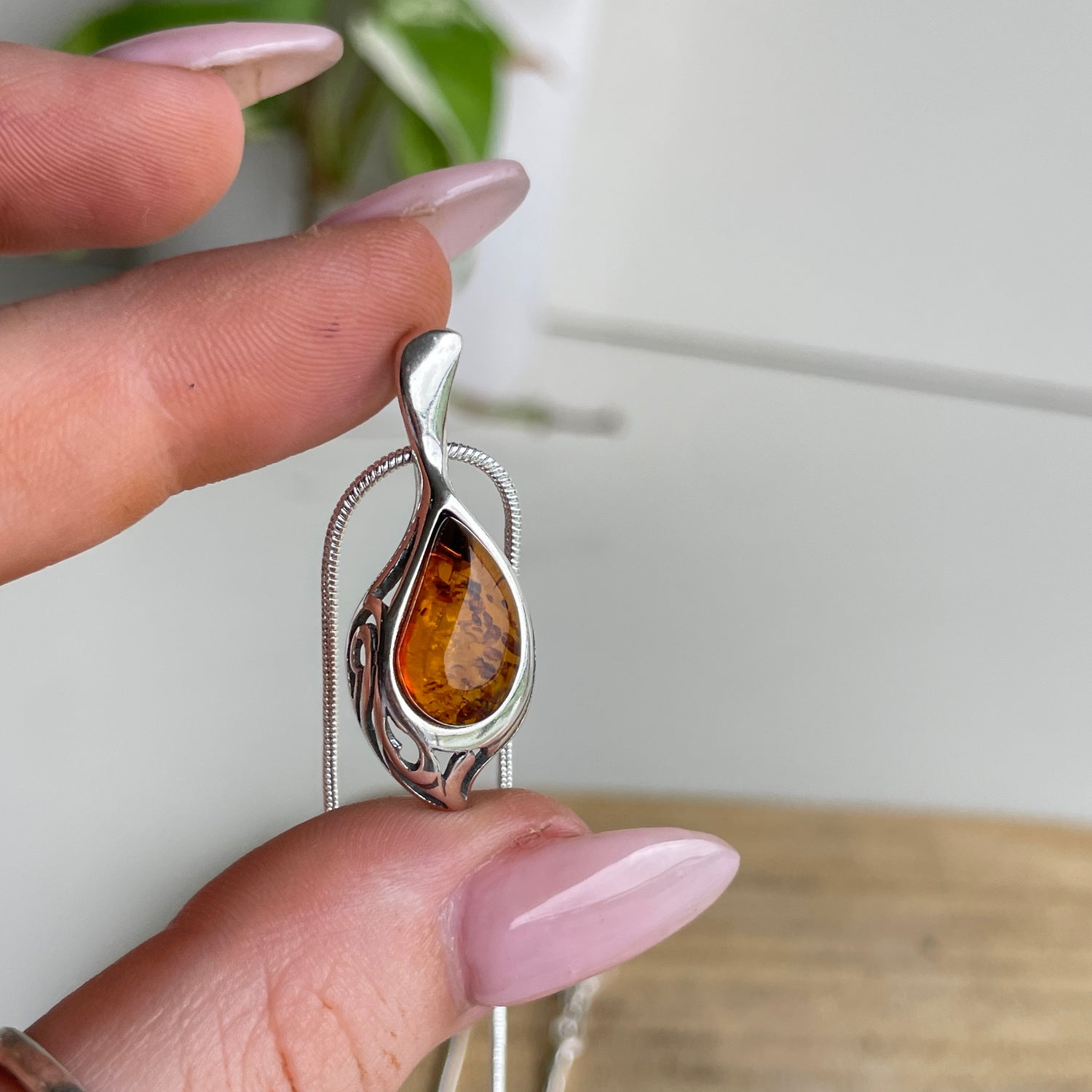 Amber Teardrop Pendant