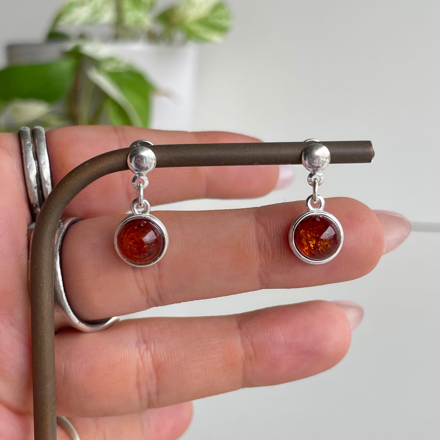 Amber Round Earrings