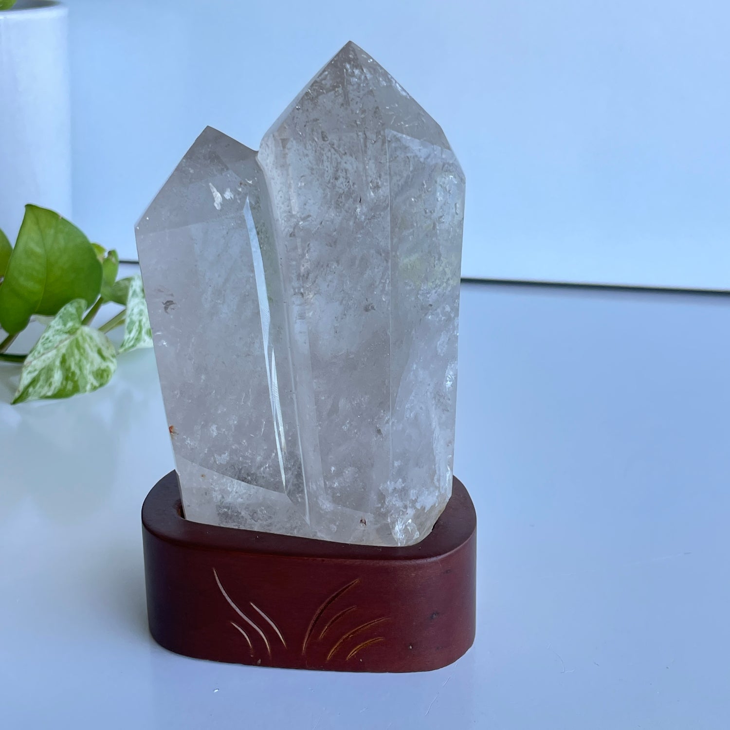 Clear Quartz Twin Point In Stand 13.8cm