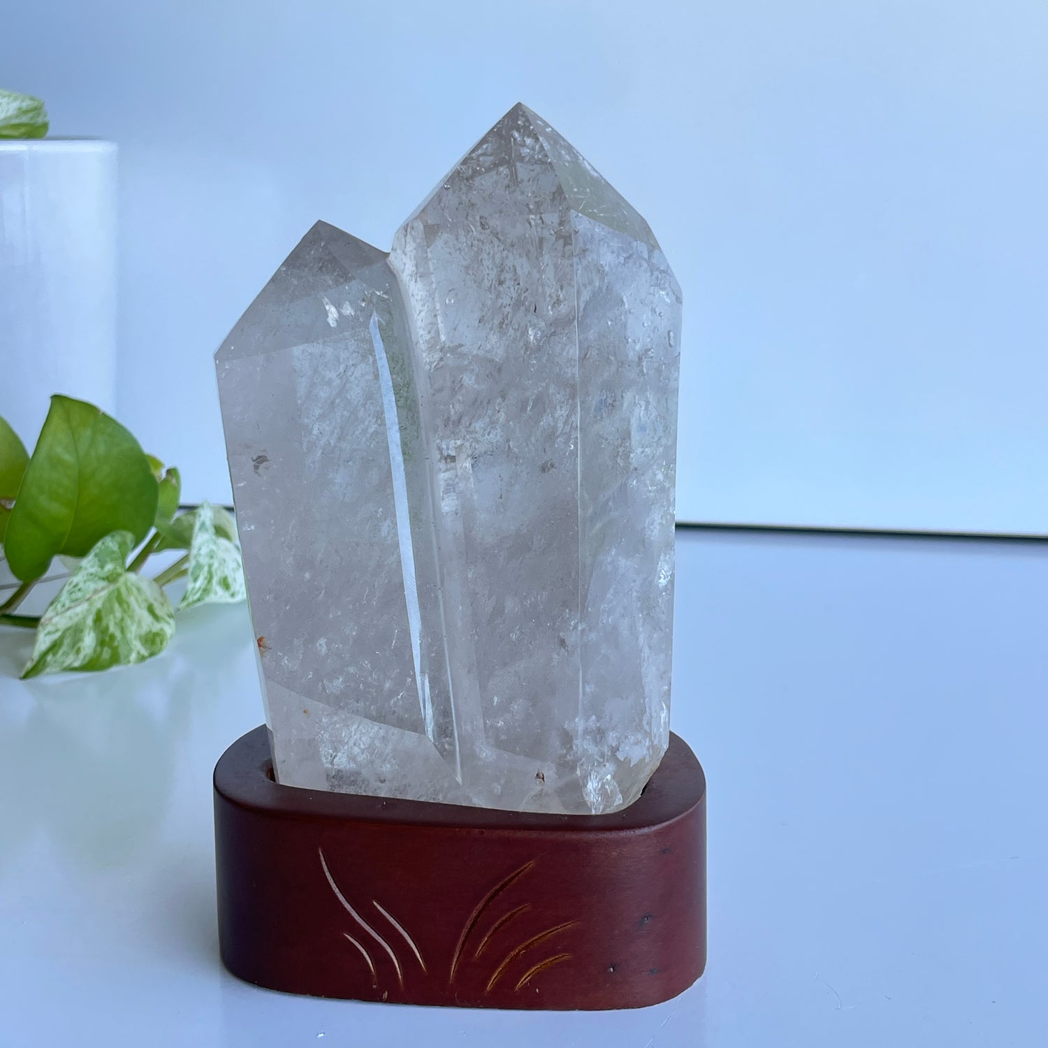 Clear Quartz Twin Point In Stand 13.8cm