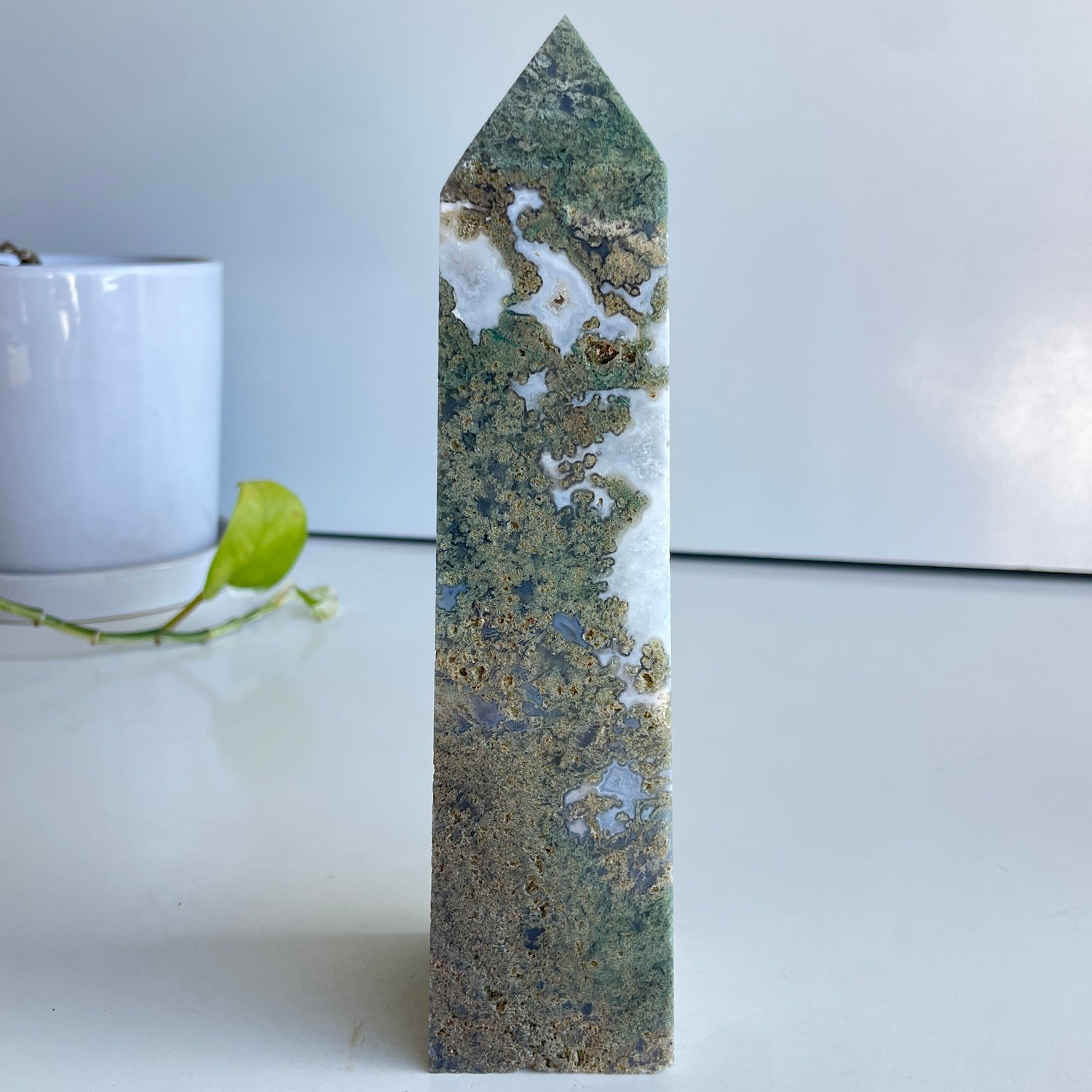 Moss Agate Obelisk 20.9cm