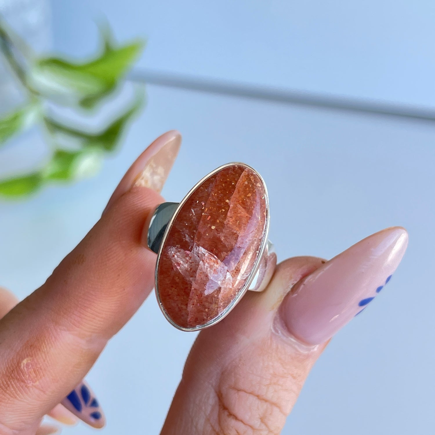 Sunstone Oval Ring Sz7