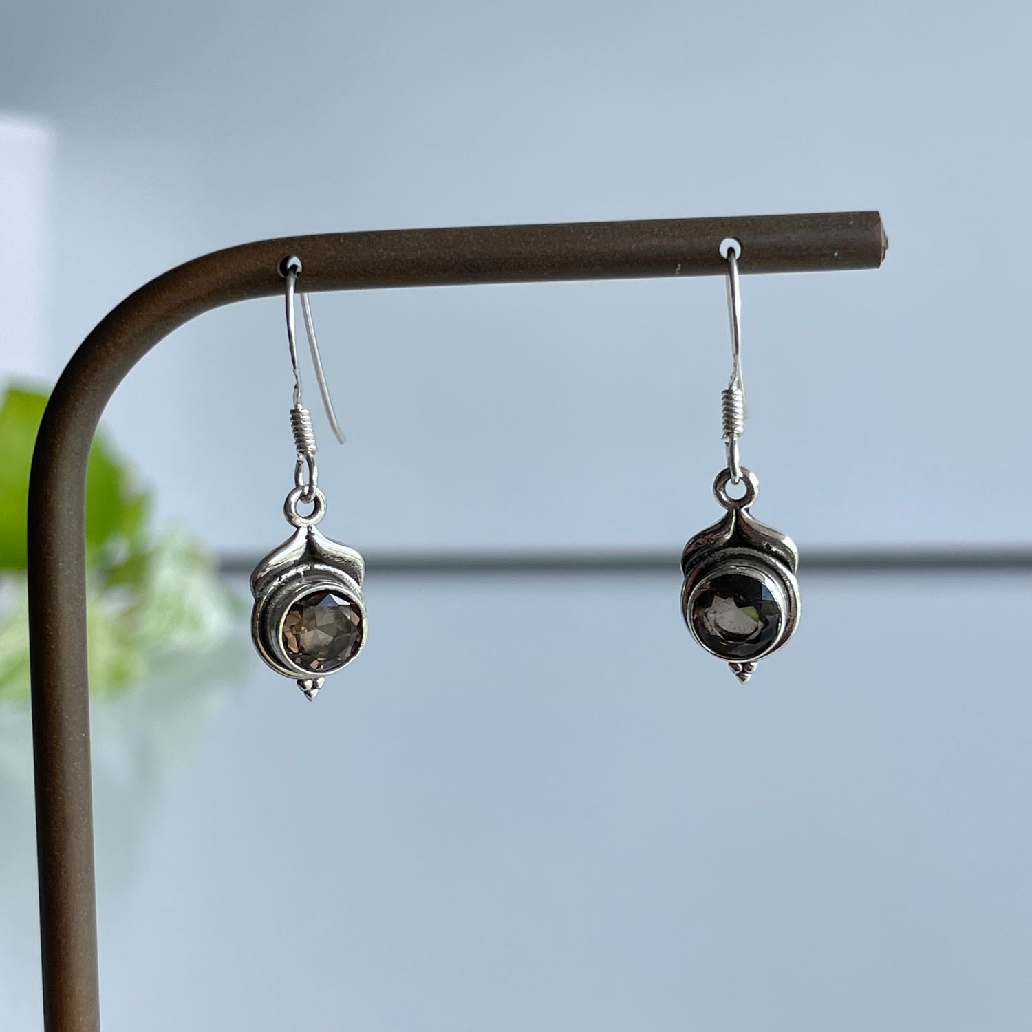 Smoky Quartz Round Earrings