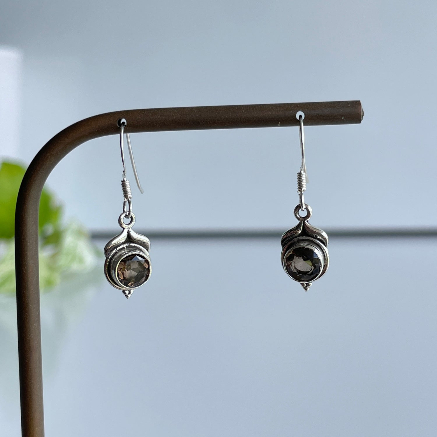 Smoky Quartz Round Earrings