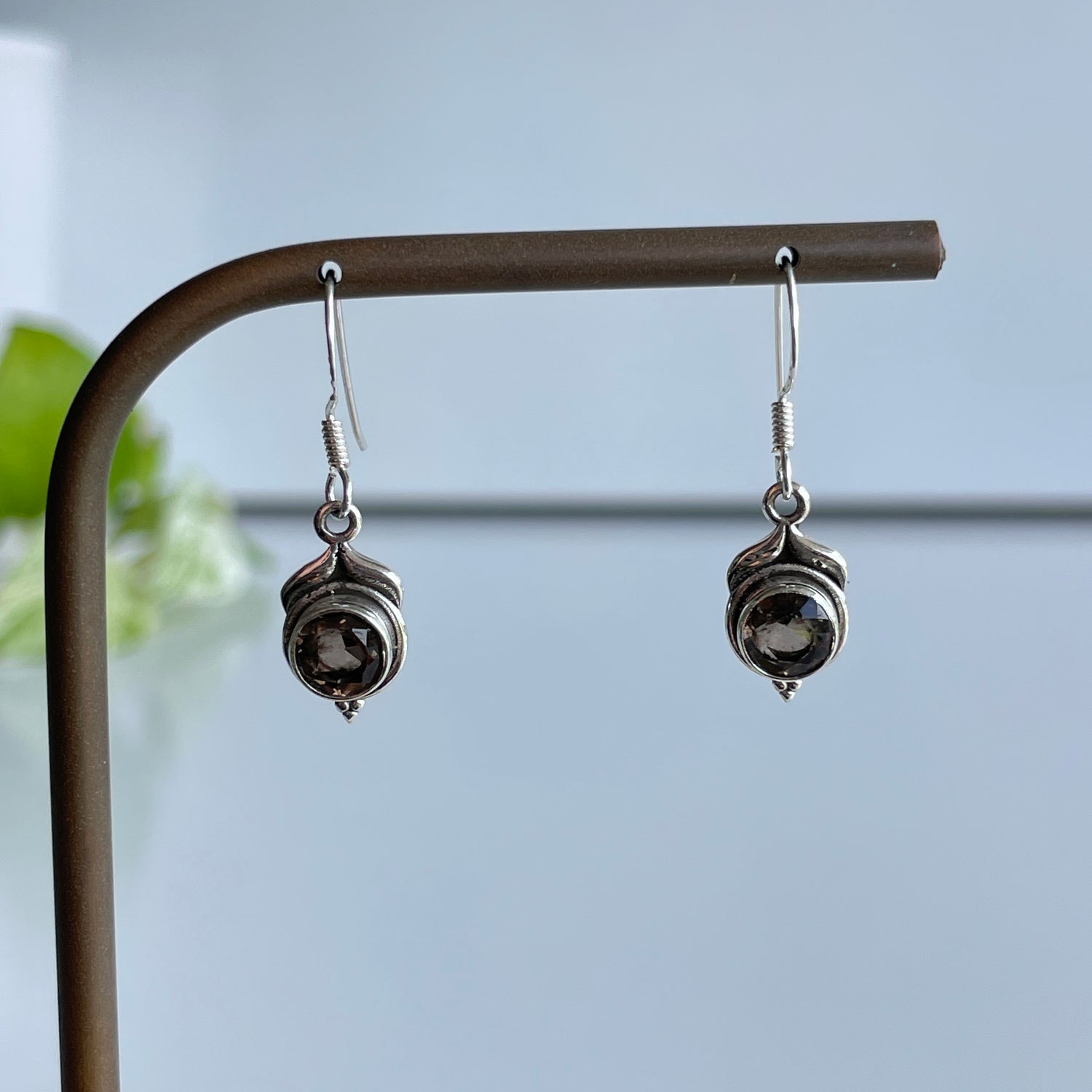 Smoky Quartz Round Earrings