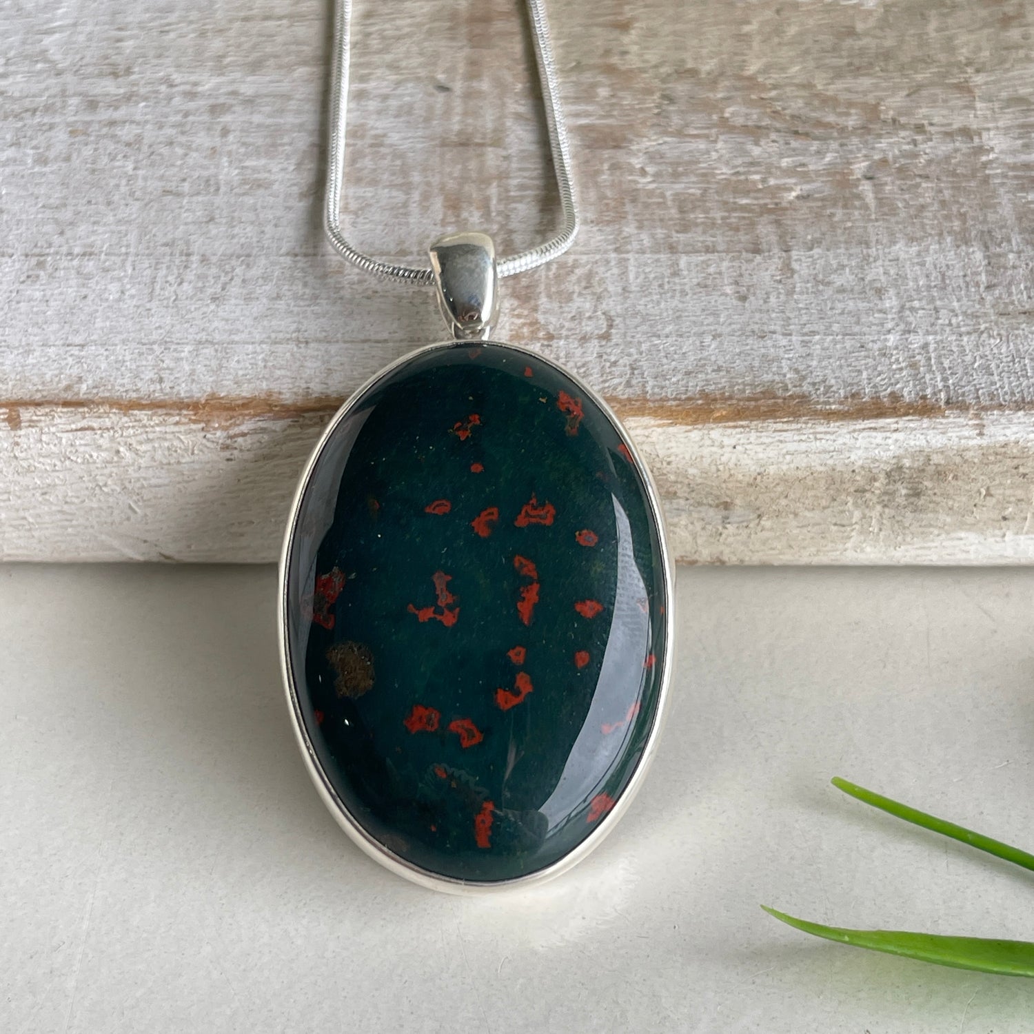 Bloodstone Oval Pendant