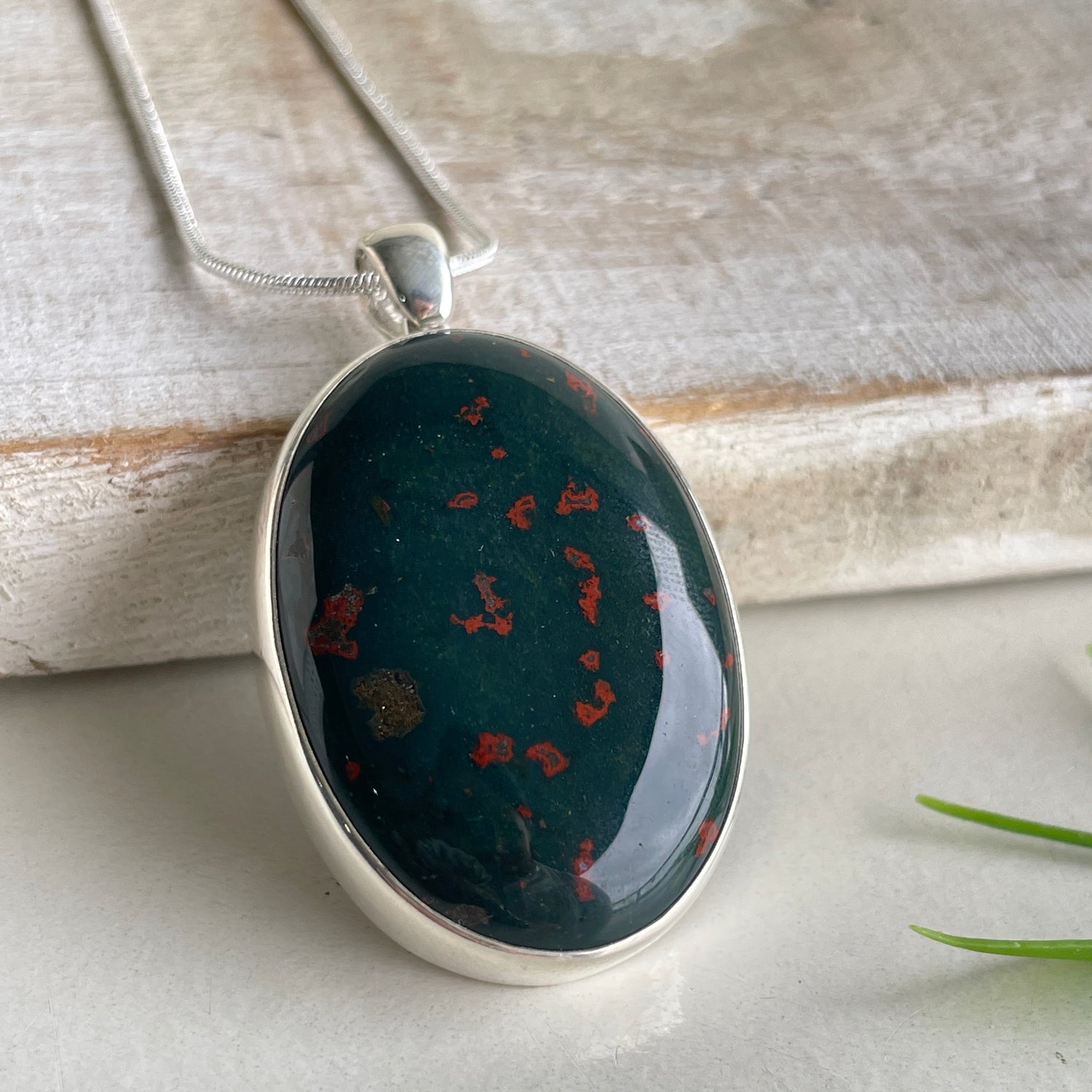 Bloodstone Oval Pendant